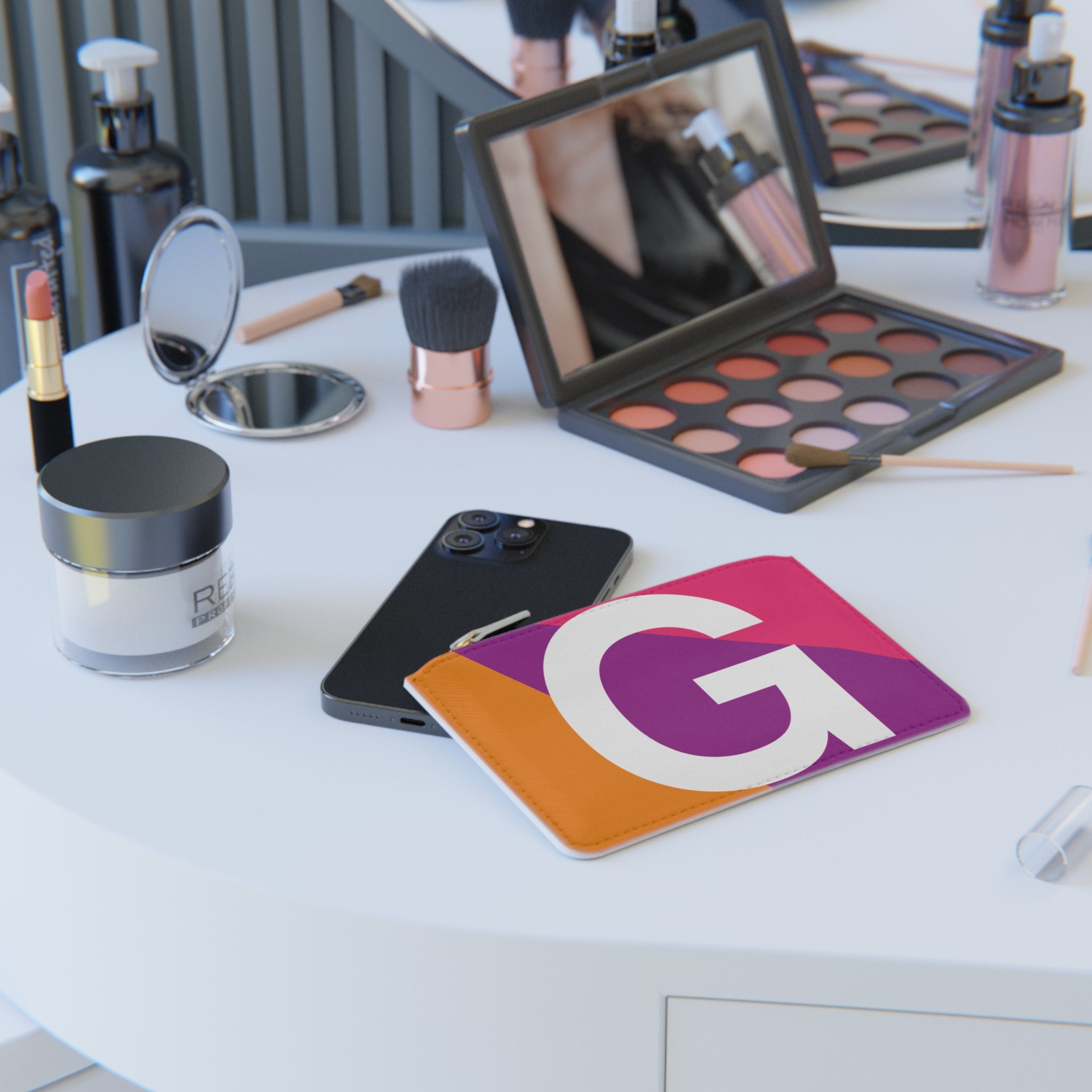 Initial G Mini Clutch — Colorblock Monogram Wristlet Wallet