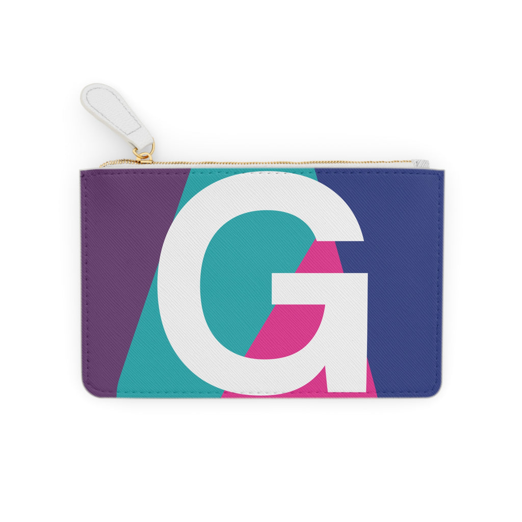 Initial G Mini Clutch — Colorblock Monogram Wristlet Wallet