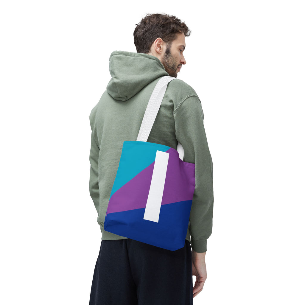 Monogram 'I' Colorblock Tote Bag — Personalized Initial I Shoulder Tote