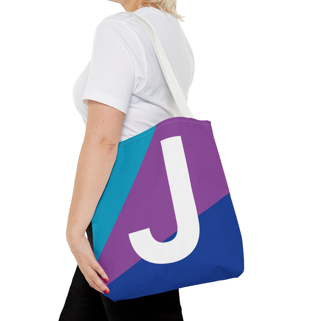 Monogram 'J' Colorblock Tote Bag — Personalized Initial J Shoulder Tote