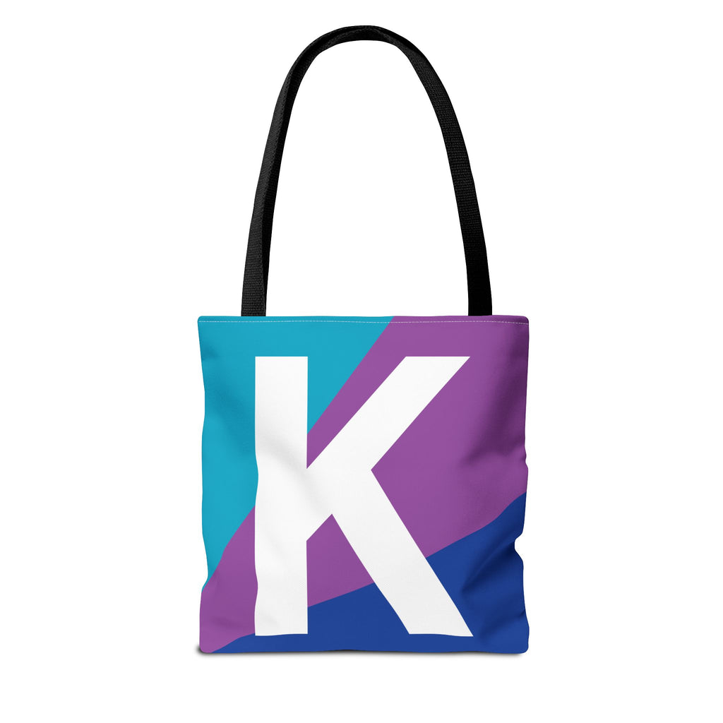 Monogram 'K' Colorblock Tote Bag — Personalized Initial K Shoulder Tote