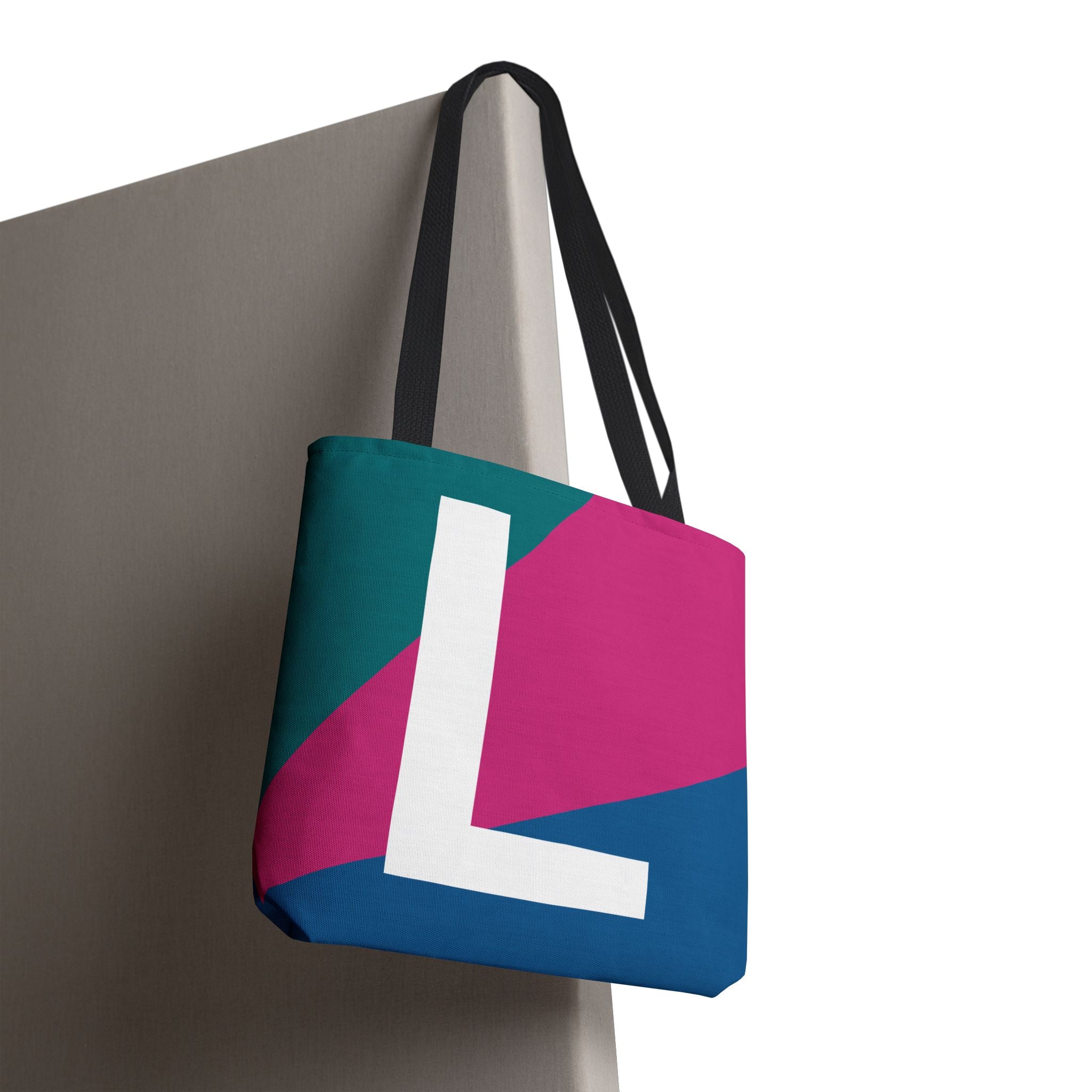 Monogram 'L' Colorblock Tote Bag — Personalized Initial L Shoulder Tote
