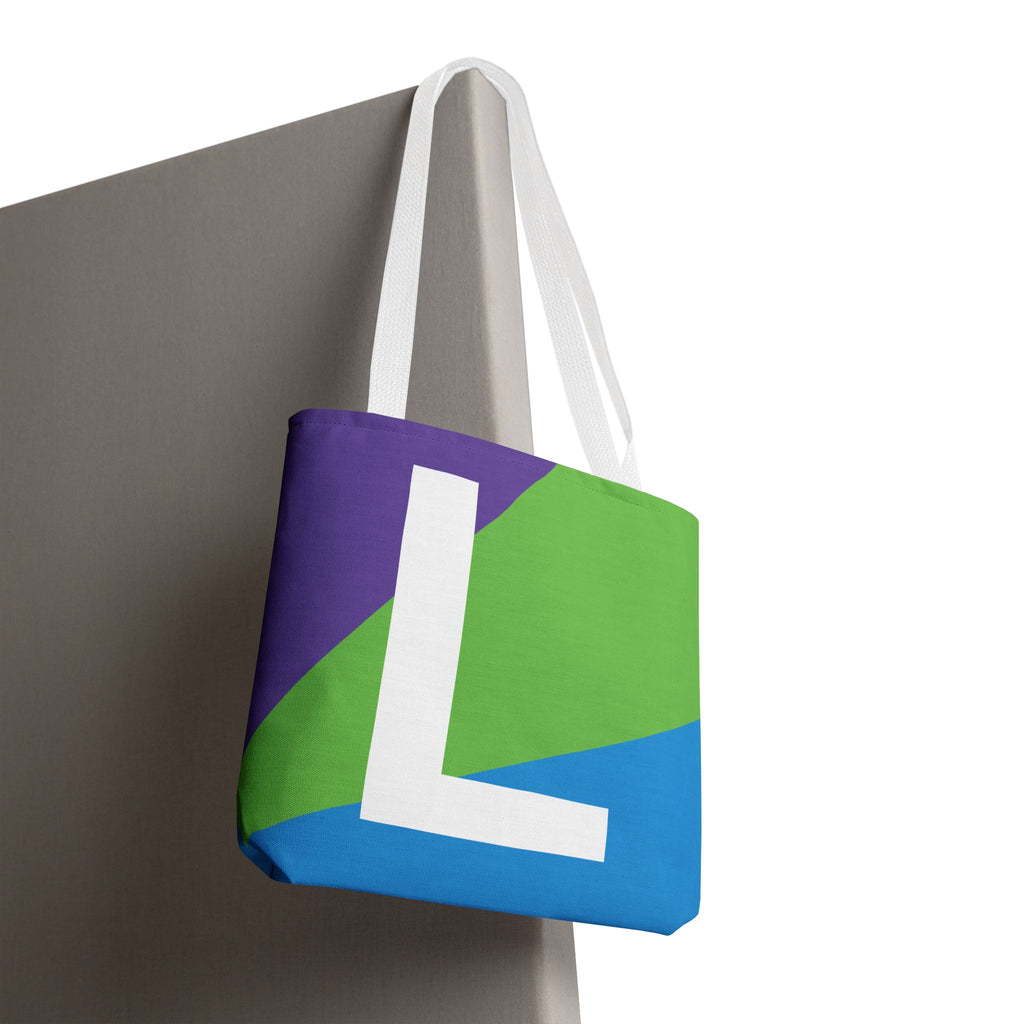 Monogram 'L' Colorblock Tote Bag — Personalized Initial L Shoulder Tote