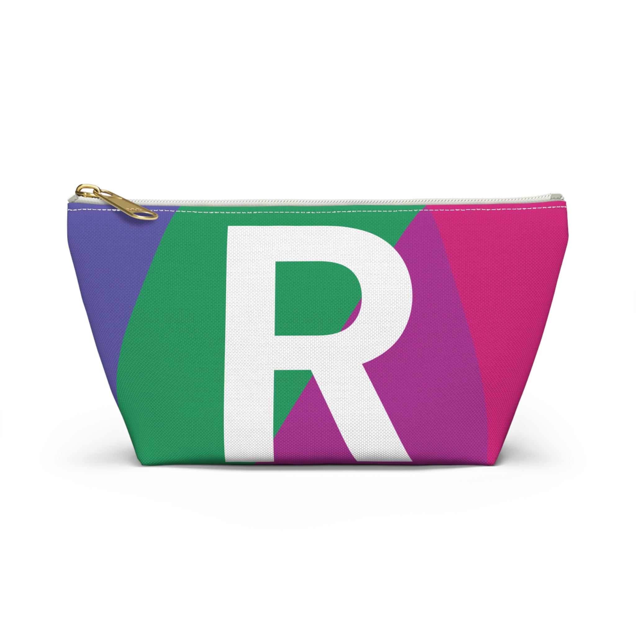 Initials Colorblock Accessory Pouch — Monogram R T-Bottom Cosmetic Bag