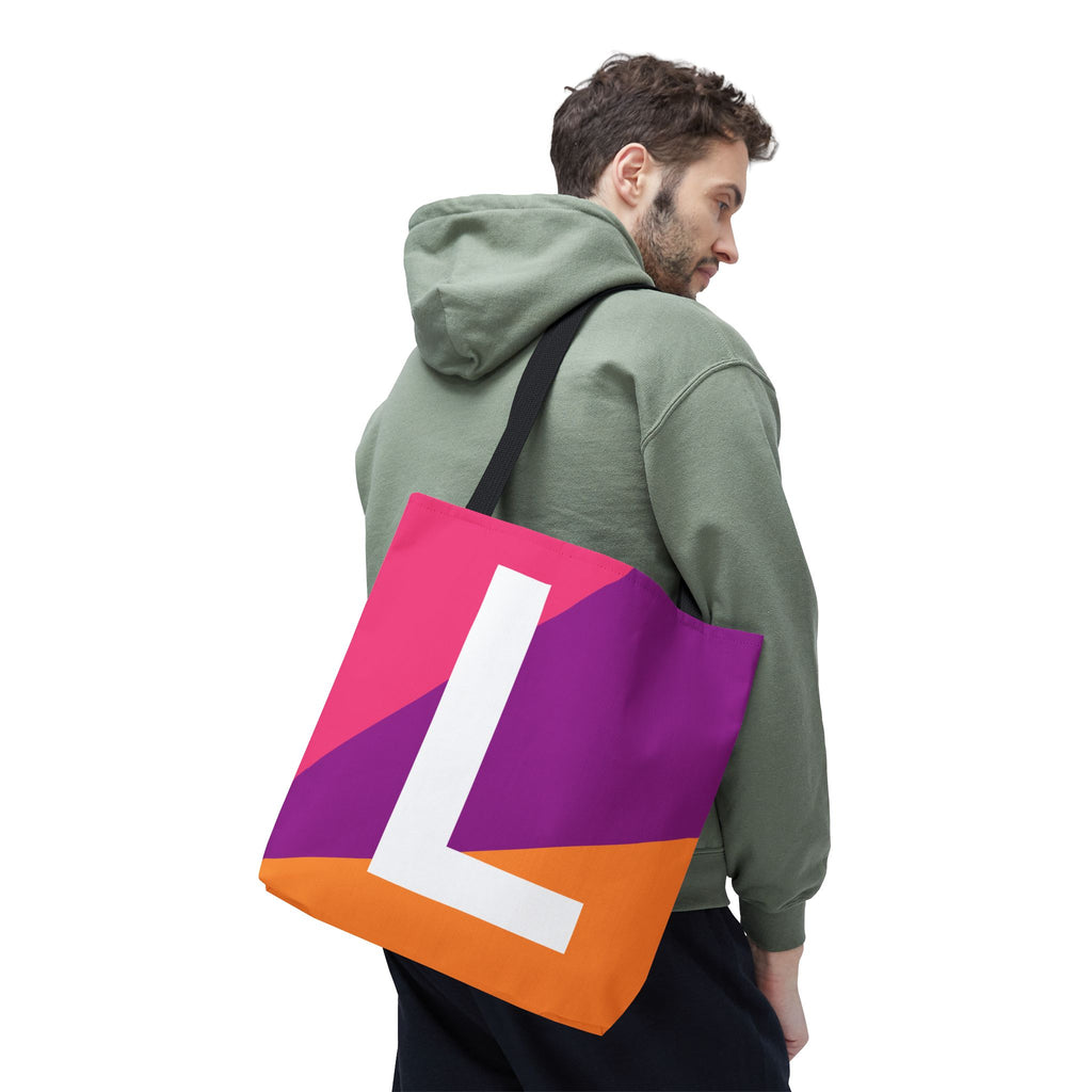 Monogram 'L' Colorblock Tote Bag — Personalized Initial L Shoulder Tote