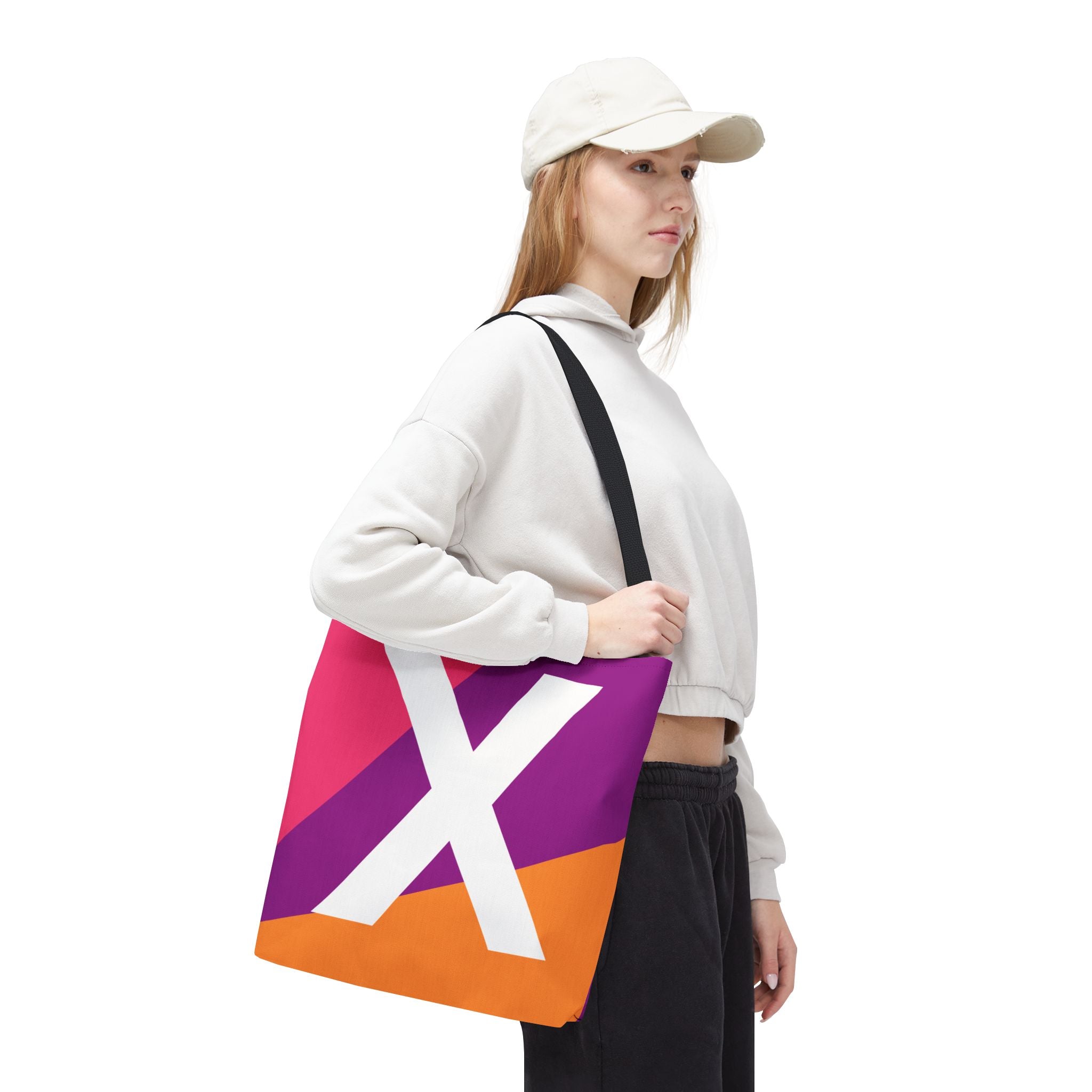 Monogram 'X' Colorblock Tote Bag — Personalized Initial X Shoulder Tote