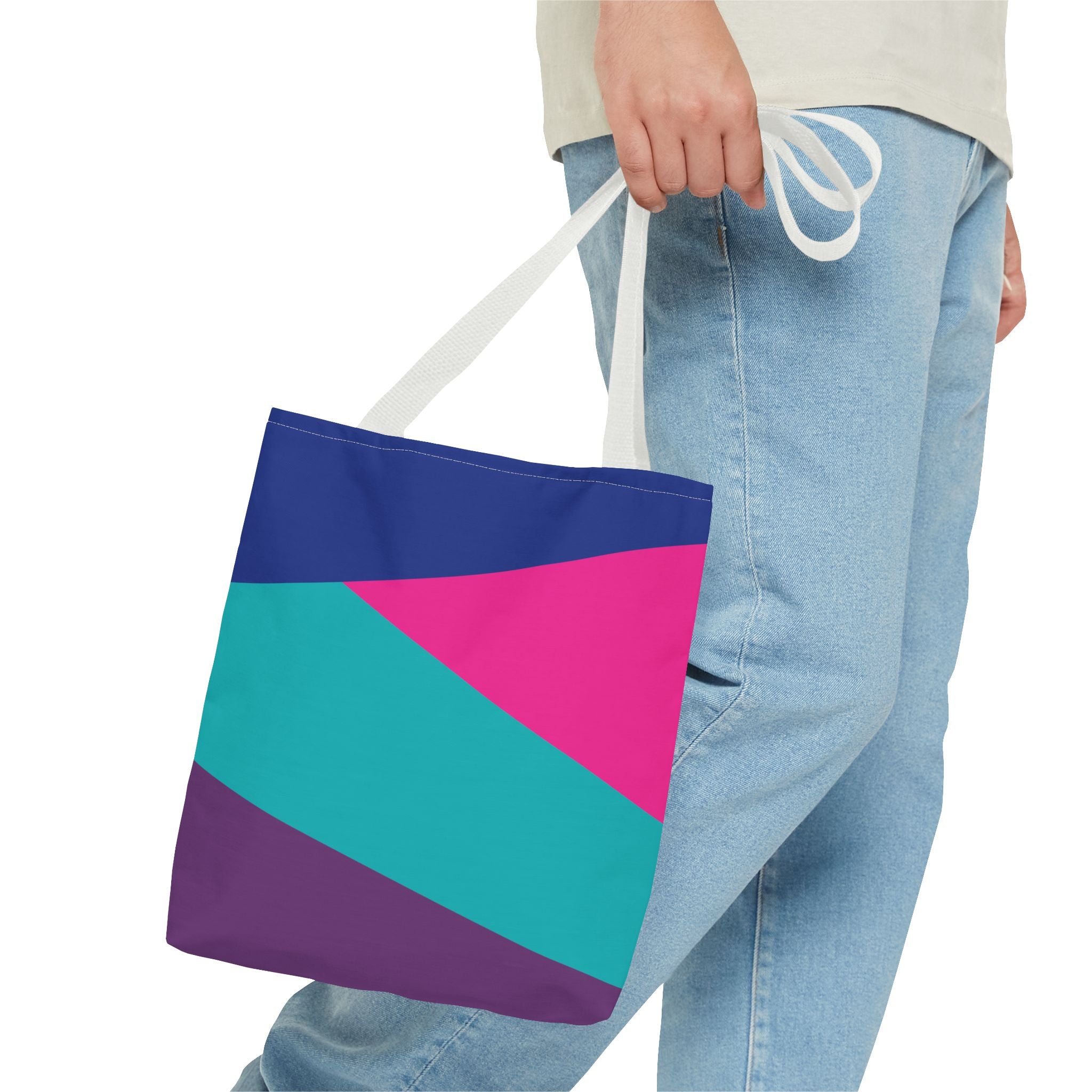 Retro 80s & 90s Inspired Color Block Tote Bag | Stylish Everyday Canvas Shoulder Bag