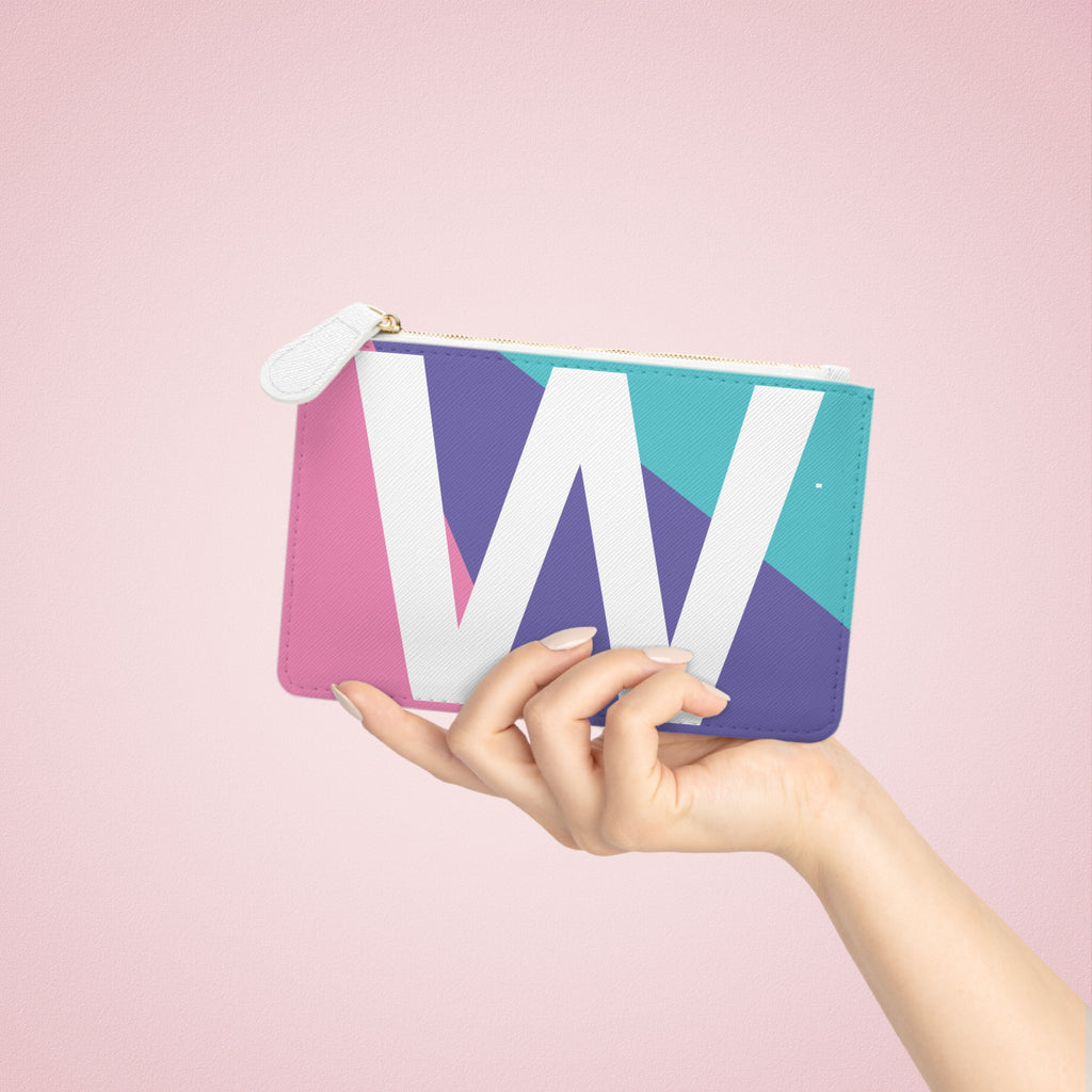 Initial W Mini Clutch — Colorblock Monogram Wristlet Wallet
