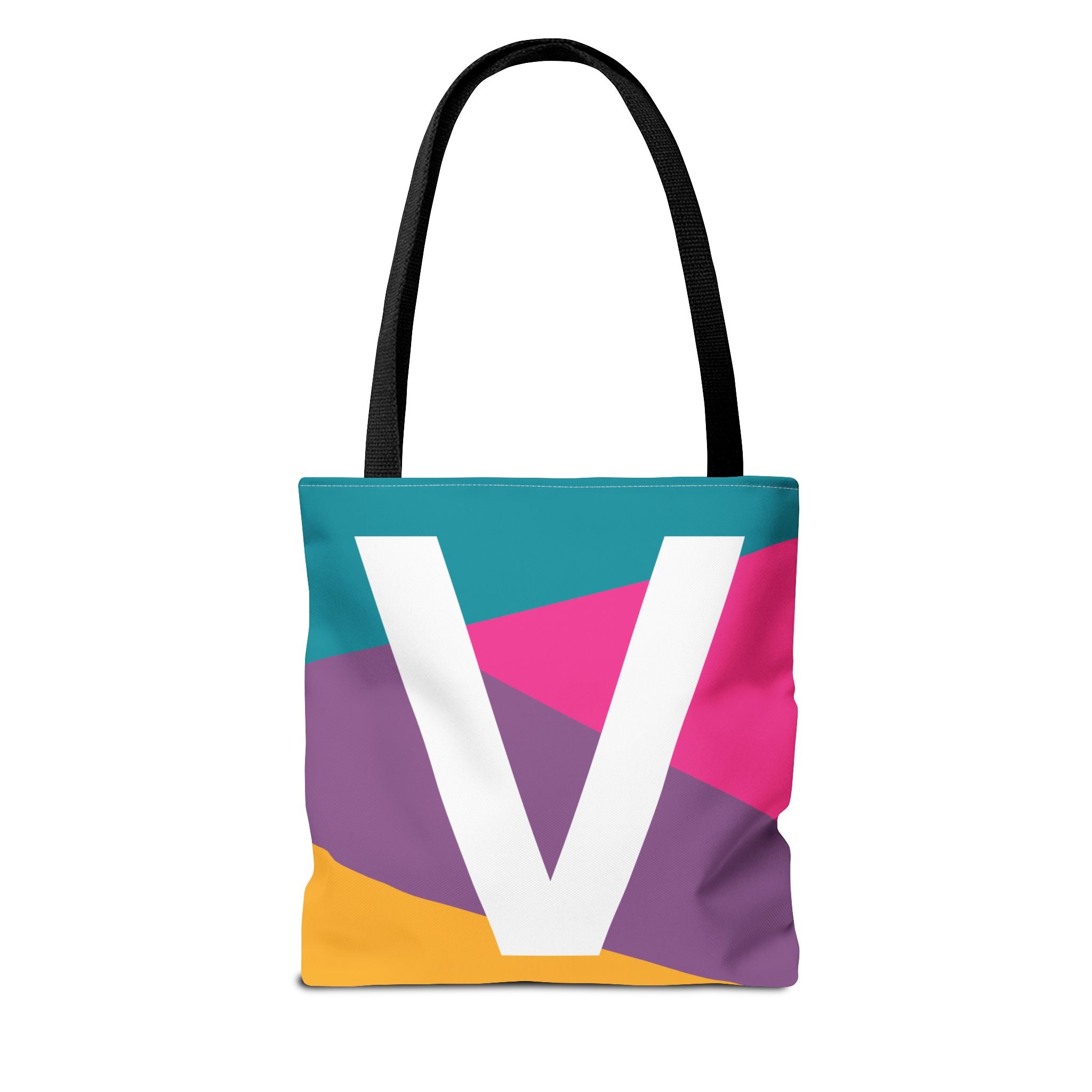 Monogram 'V' Colorblock Tote Bag — Personalized Initial V Shoulder Tote