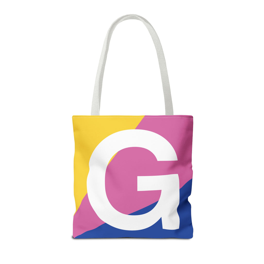 Monogram 'G' Colorblock Tote Bag — Personalized Initial G Shoulder Tote