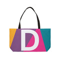 Personalized 'D' Colorblock Tote Bag — Monogram Weekender Tote