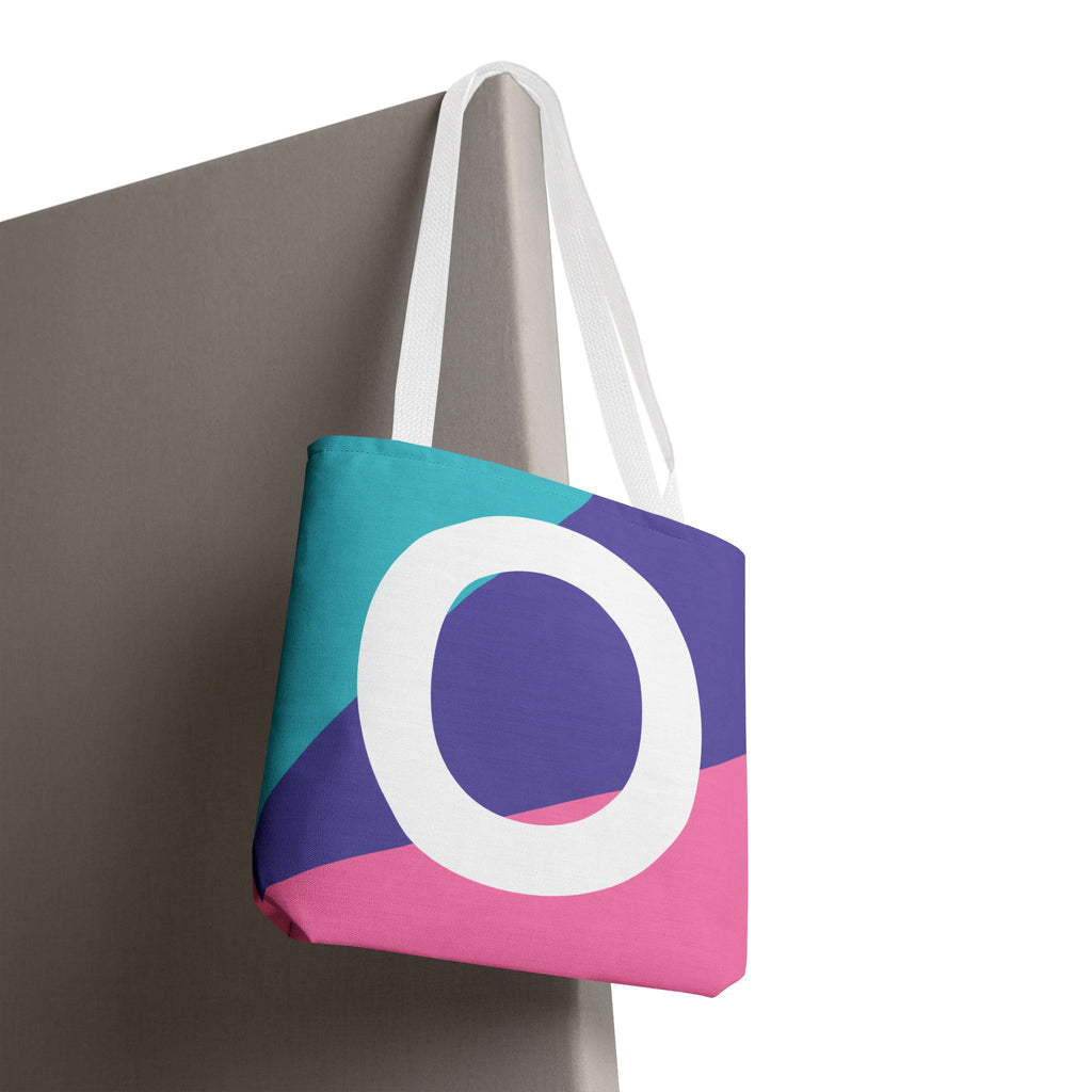 Monogram 'O' Colorblock Tote Bag — Personalized Initial O Shoulder Tote