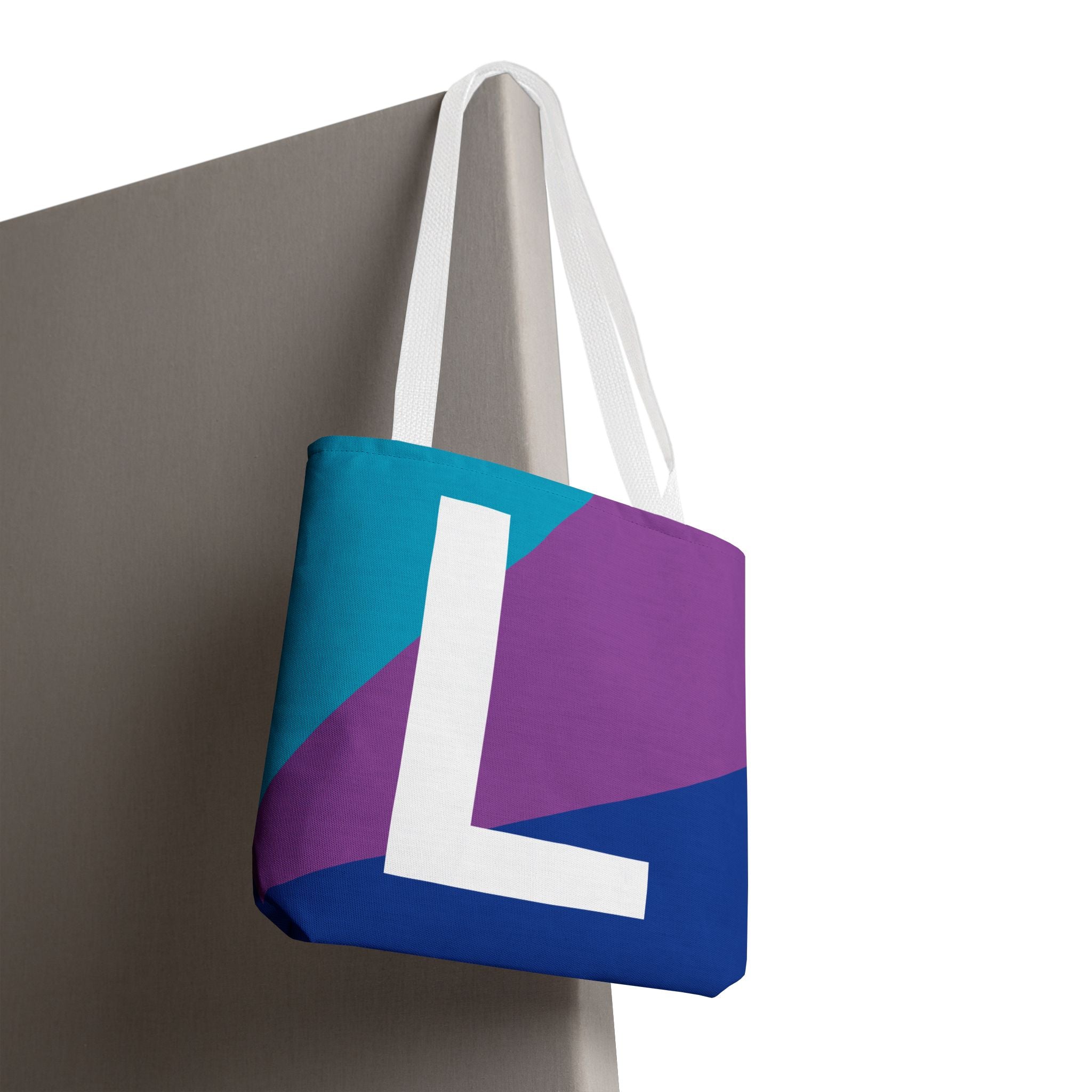Monogram 'L' Colorblock Tote Bag — Personalized Initial L Shoulder Tote