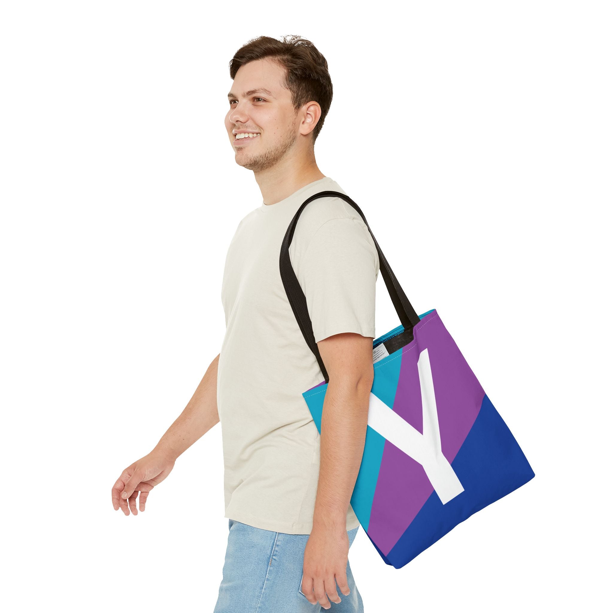 Monogram 'Y' Colorblock Tote Bag — Personalized Initial Y Shoulder Tote