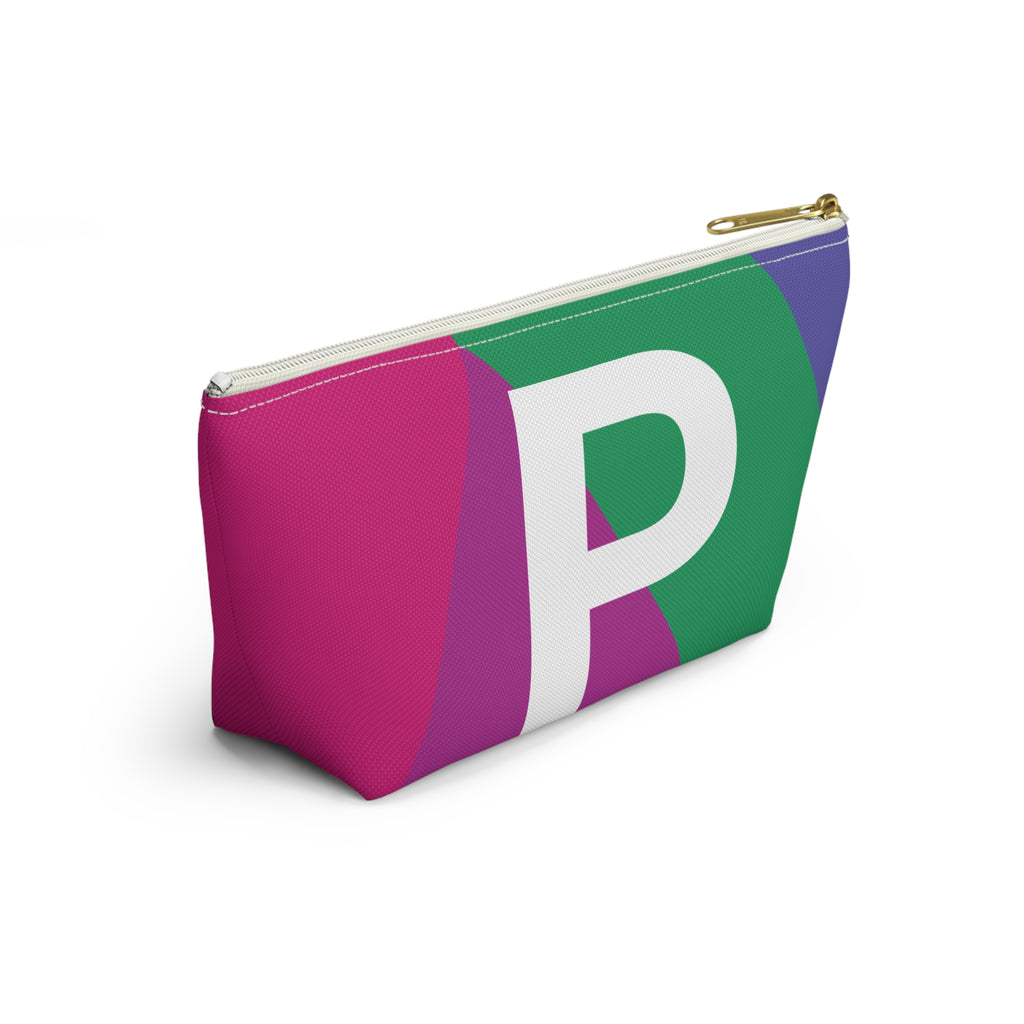 Initials Colorblock Accessory Pouch — Monogram P T-Bottom Cosmetic Bag