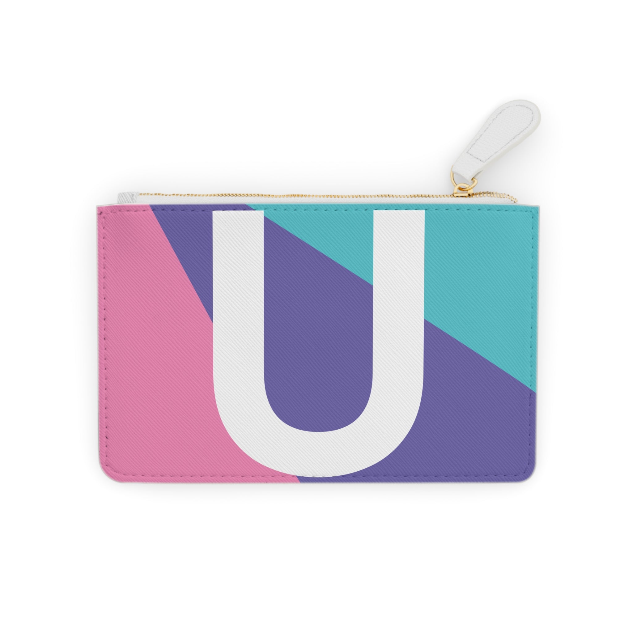 Initial U Mini Clutch — Colorblock Monogram Wristlet Wallet