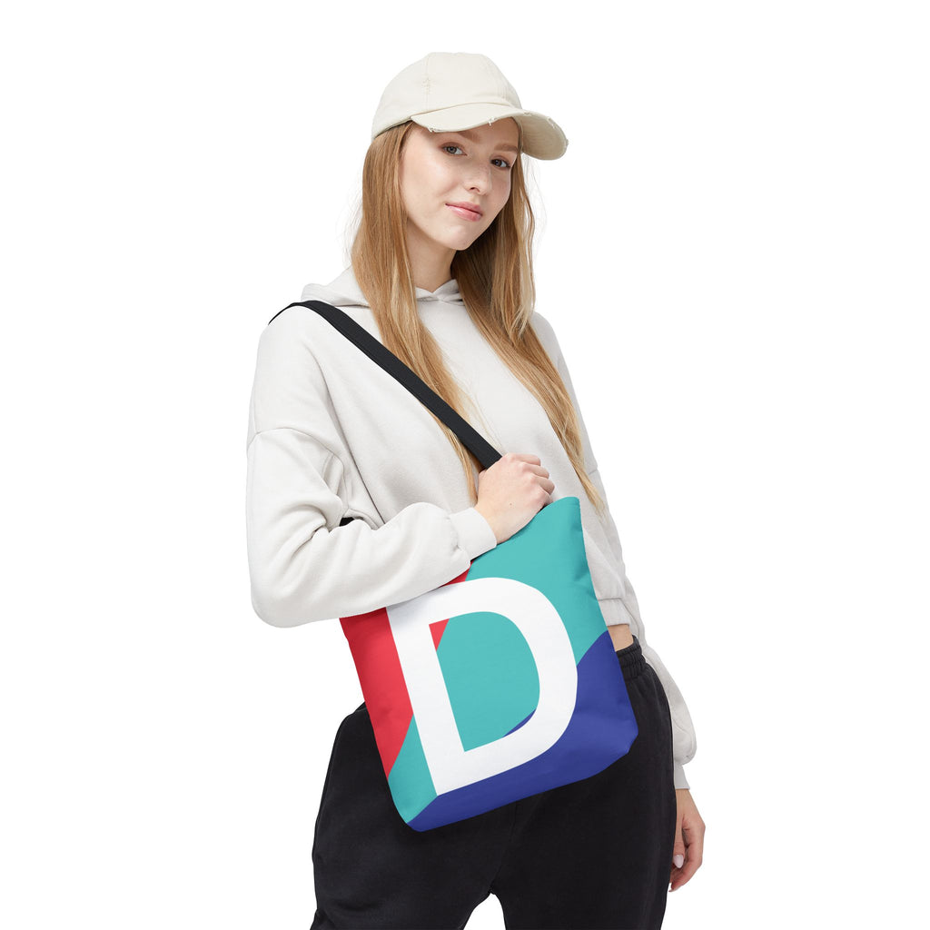 Monogram 'D' Colorblock Tote Bag — Personalized Initial D Shoulder Tote