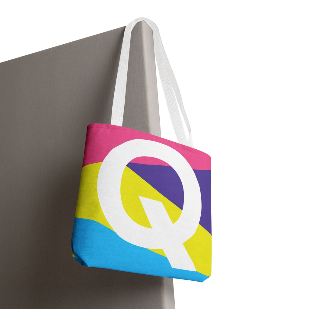 Monogram 'Q' Colorblock Tote Bag — Personalized Initial Q Shoulder Tote