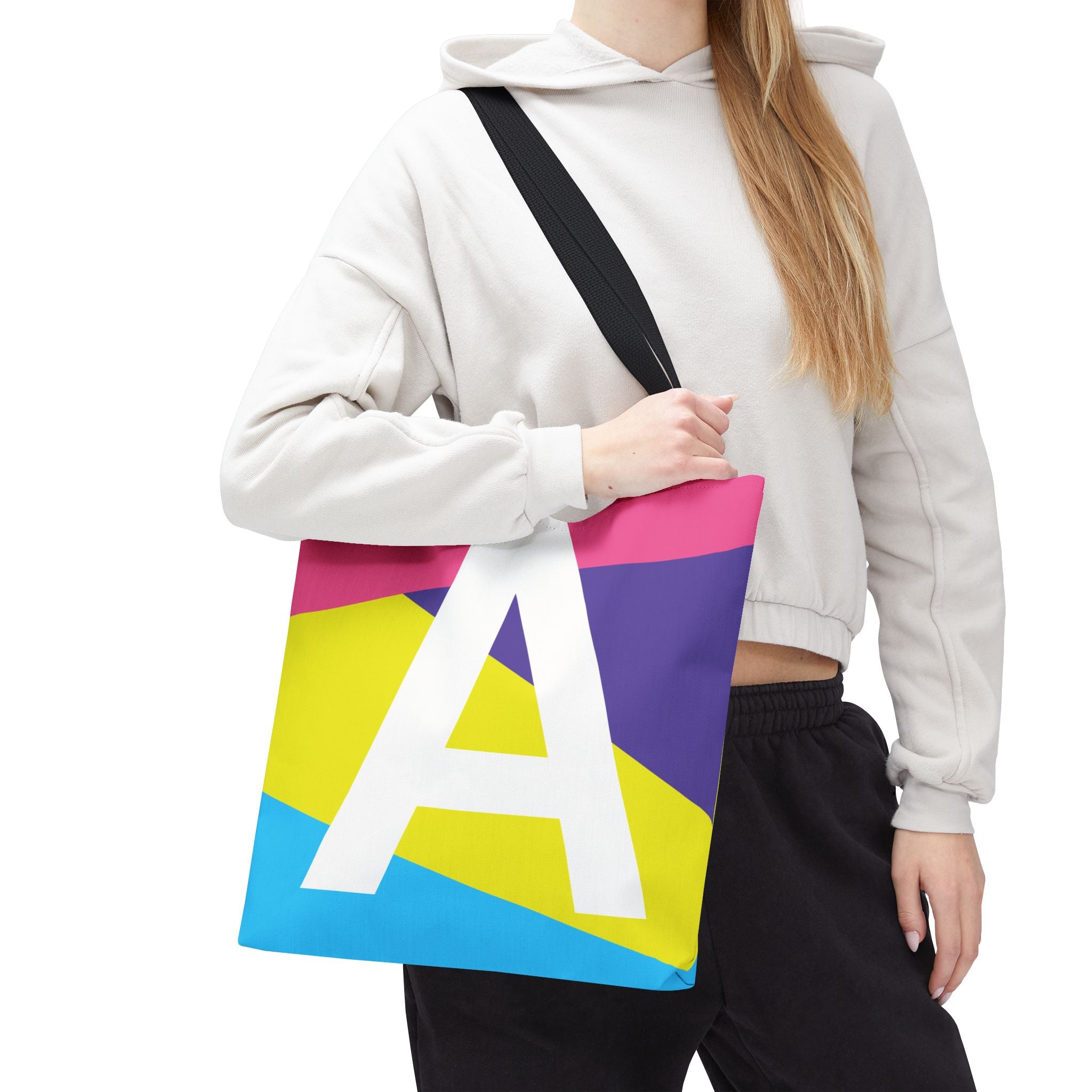 Monogram 'A' Colorblock Tote Bag — Personalized Initial A Shoulder Tote