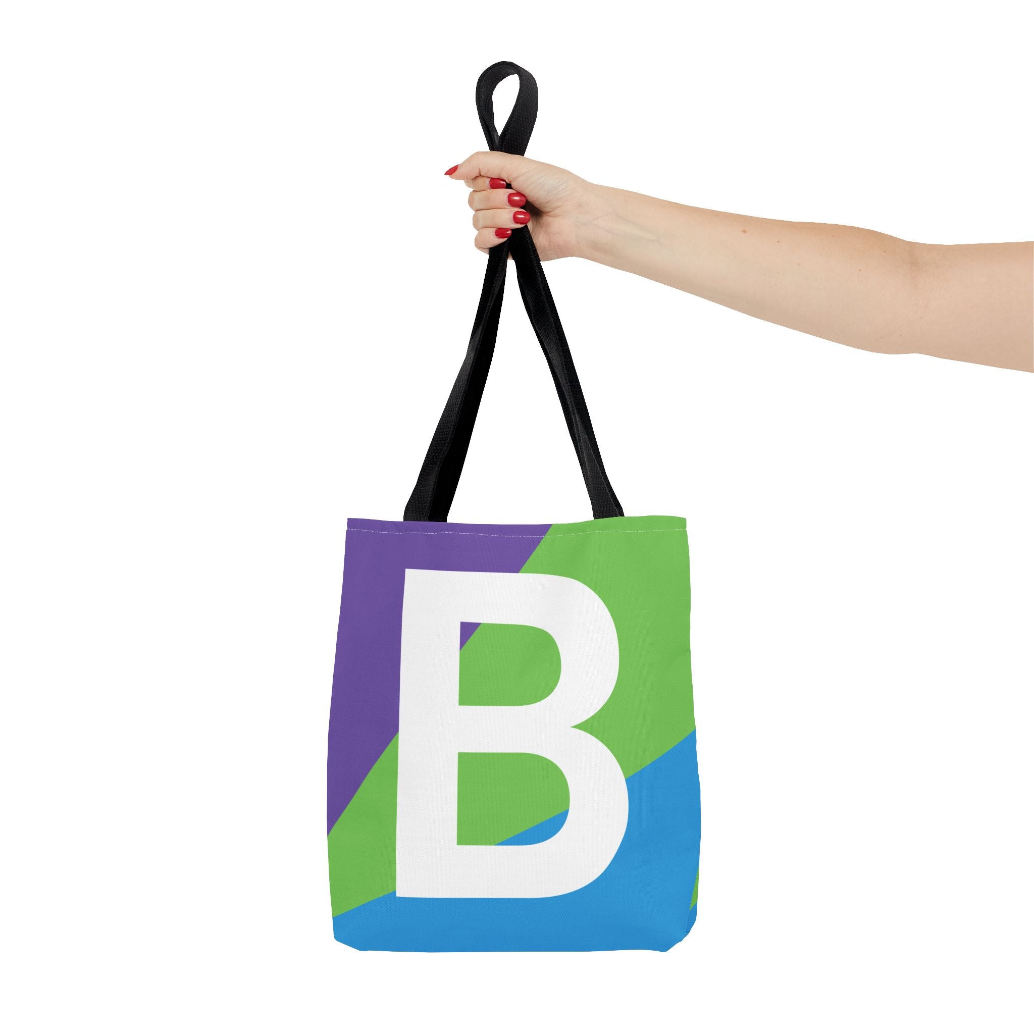Monogram 'B' Colorblock Tote Bag — Personalized Initial B Shoulder Tote