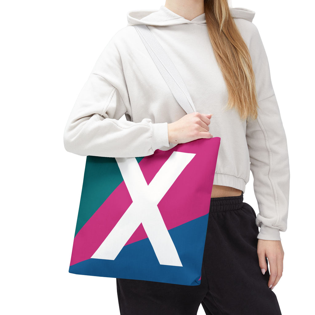 Monogram 'X' Colorblock Tote Bag — Personalized Initial X Shoulder Tote