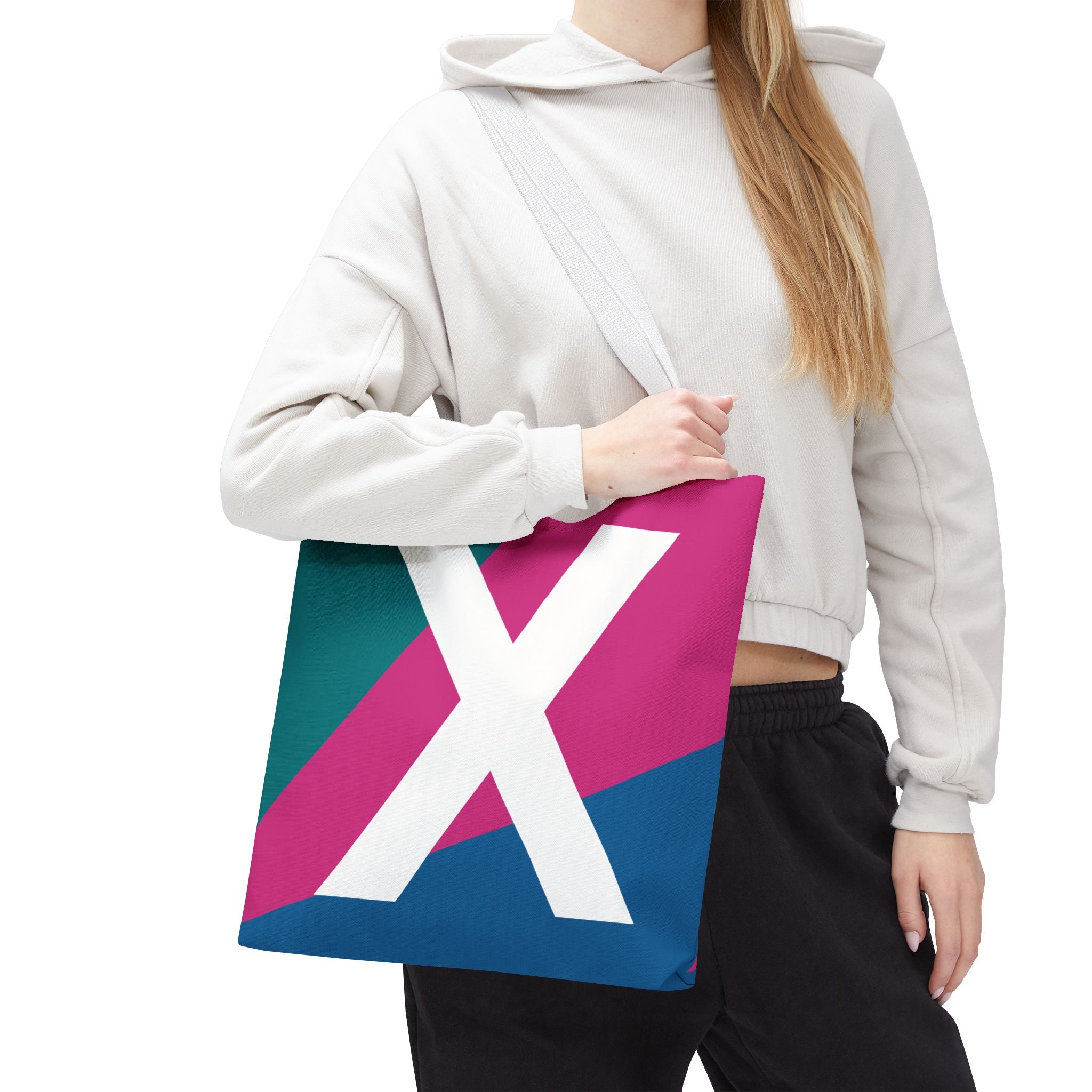 Monogram 'X' Colorblock Tote Bag — Personalized Initial X Shoulder Tote