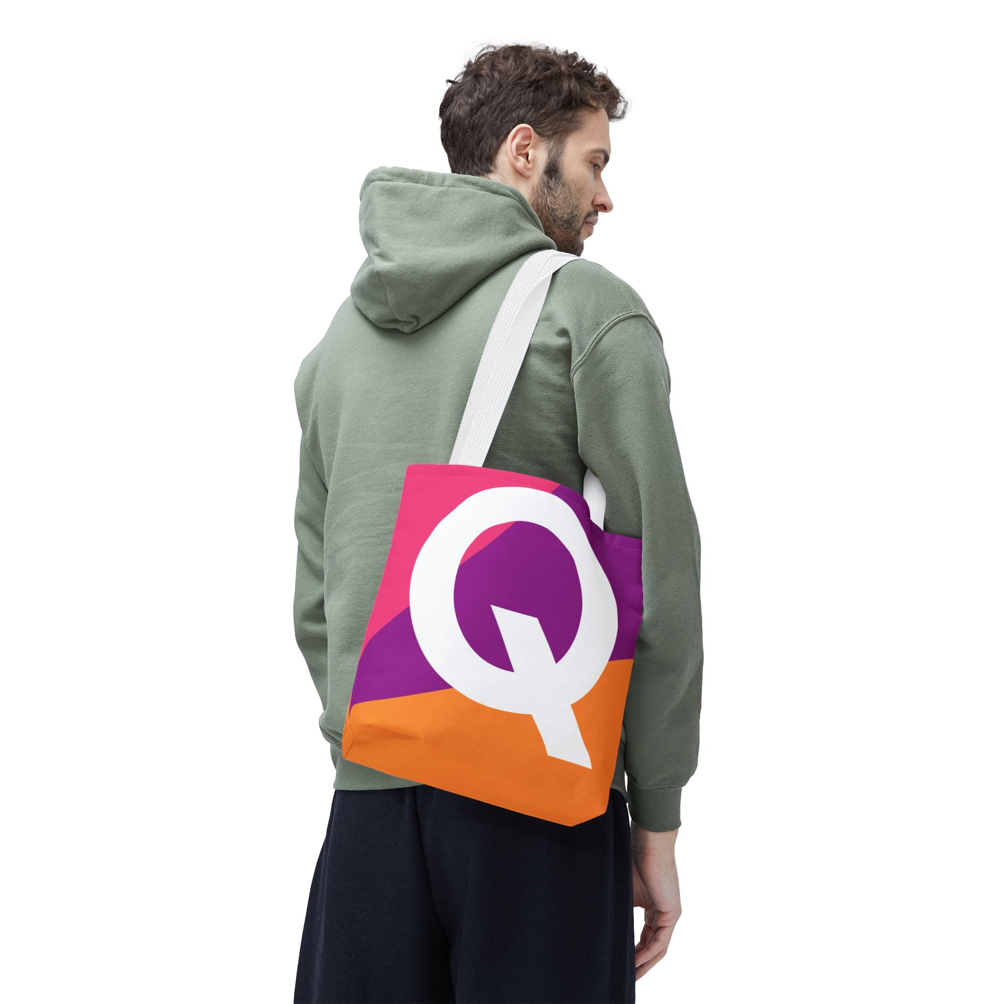 Monogram 'Q' Colorblock Tote Bag — Personalized Initial Q Shoulder Tote