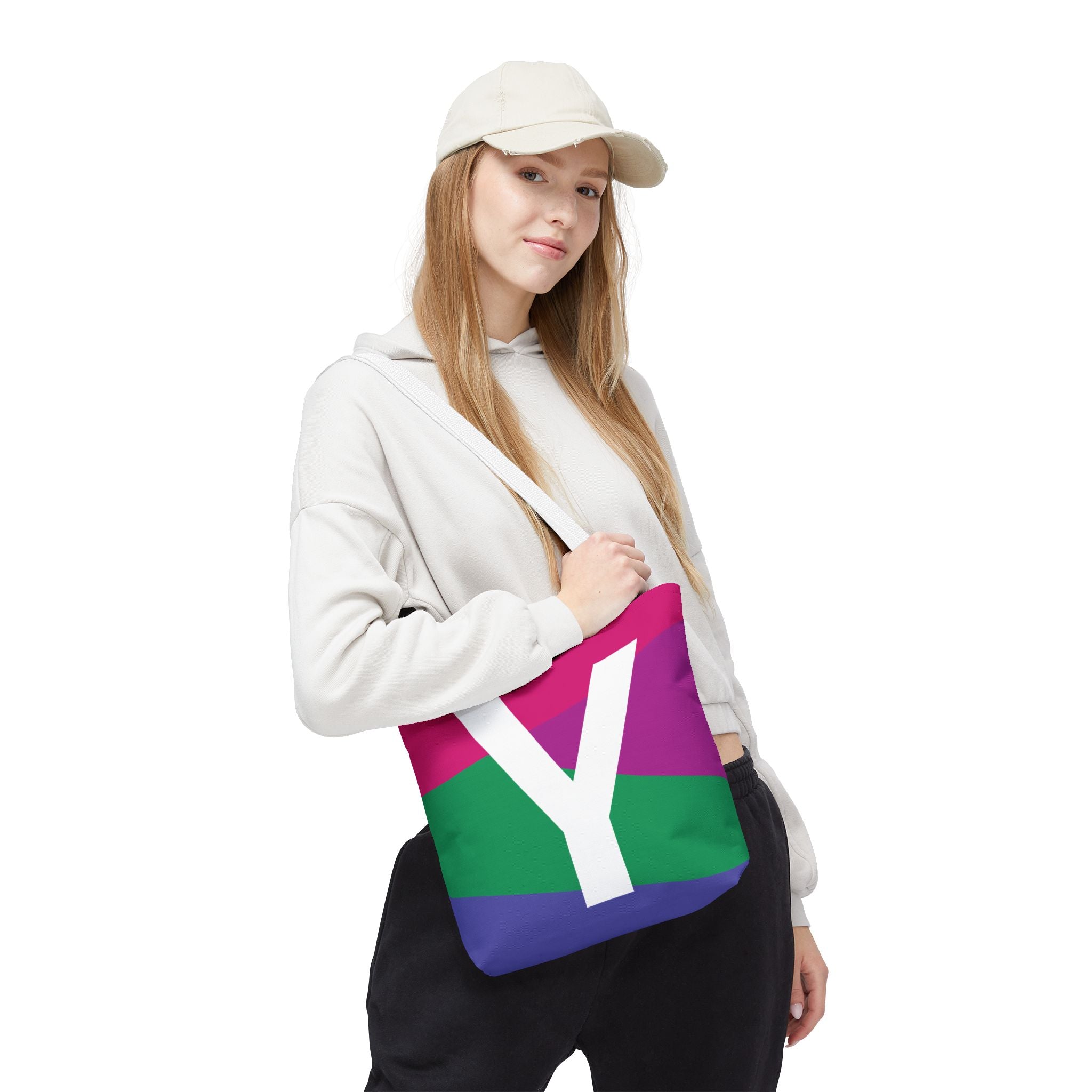 Monogram 'Y' Colorblock Tote Bag — Personalized Initial Y Shoulder Tote