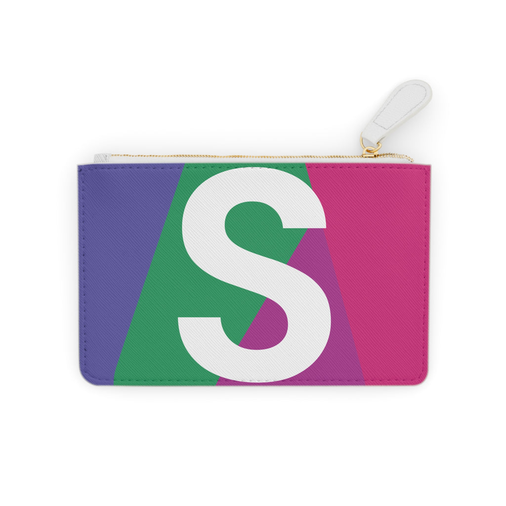 Initial S Mini Clutch — Colorblock Monogram Wristlet Wallet