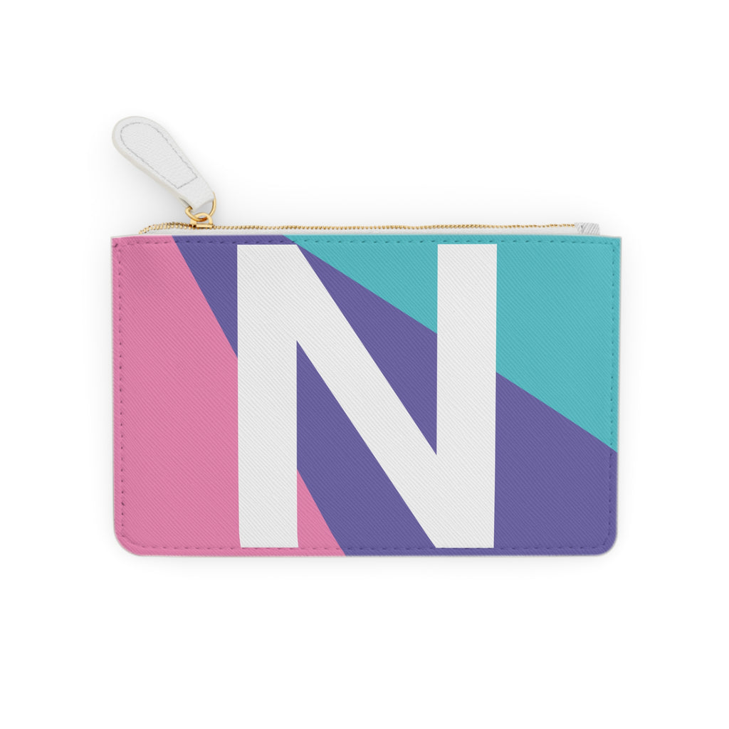 Initial N Mini Clutch — Colorblock Monogram Wristlet Wallet