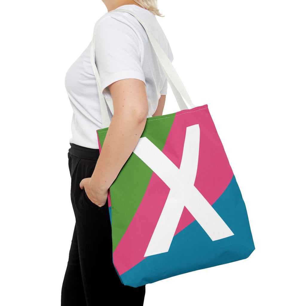 Monogram 'X' Colorblock Tote Bag — Personalized Initial X Shoulder Tote