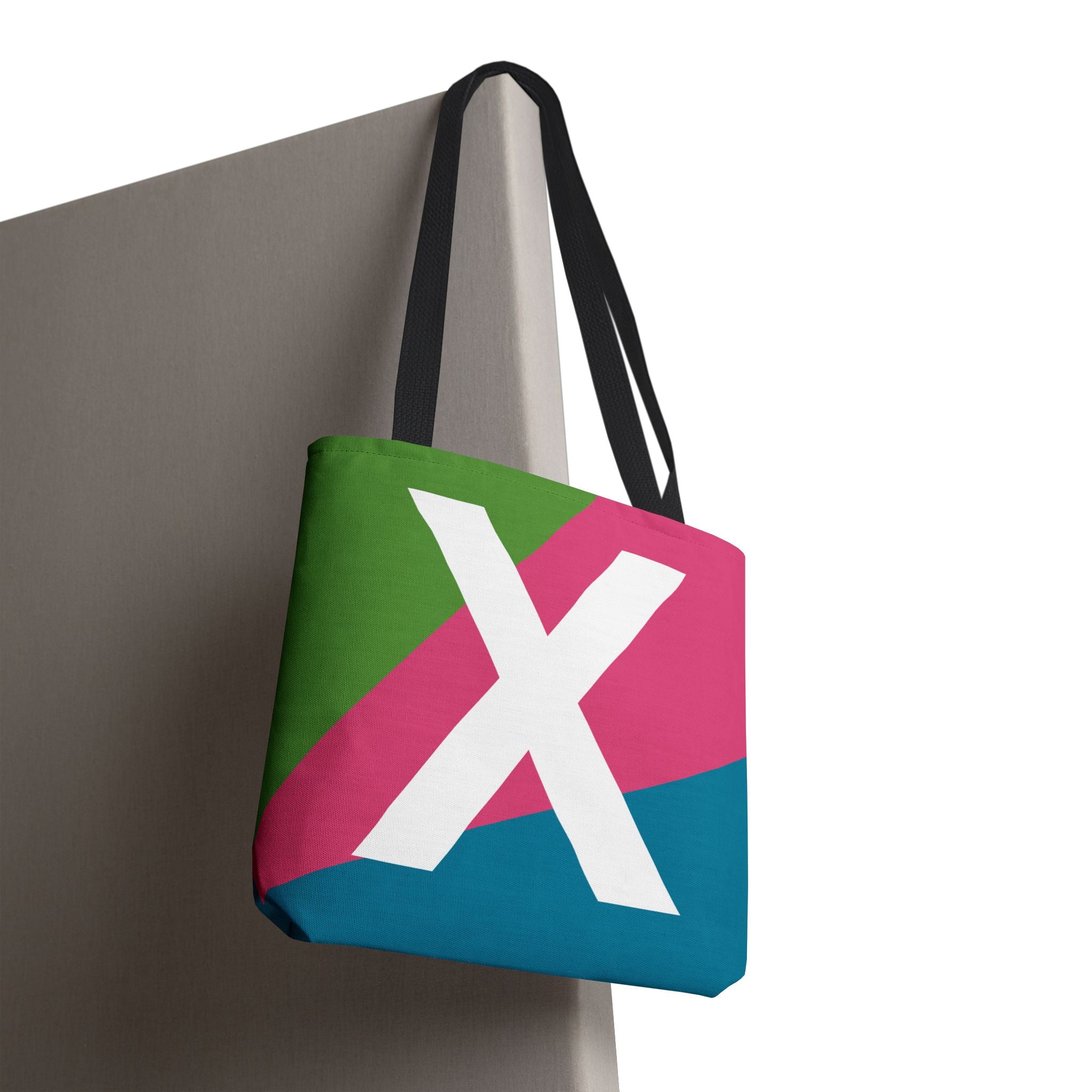 Monogram 'X' Colorblock Tote Bag — Personalized Initial X Shoulder Tote