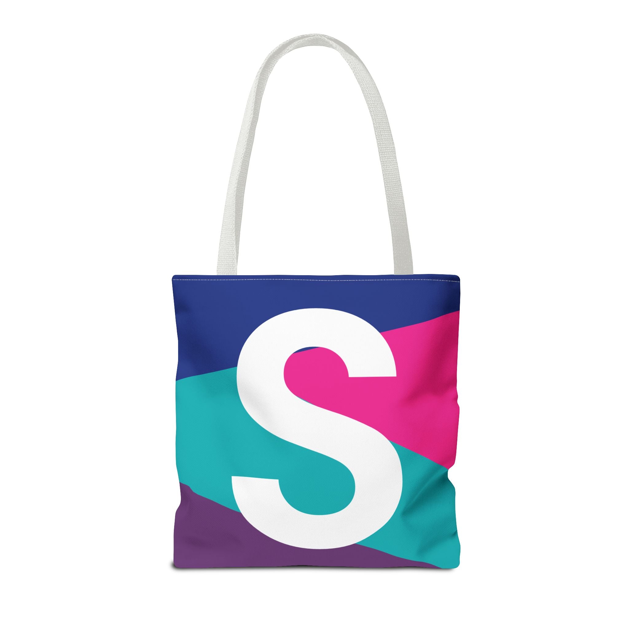 Monogram 'S' Colorblock Tote Bag — Personalized Initial S Shoulder Tote
