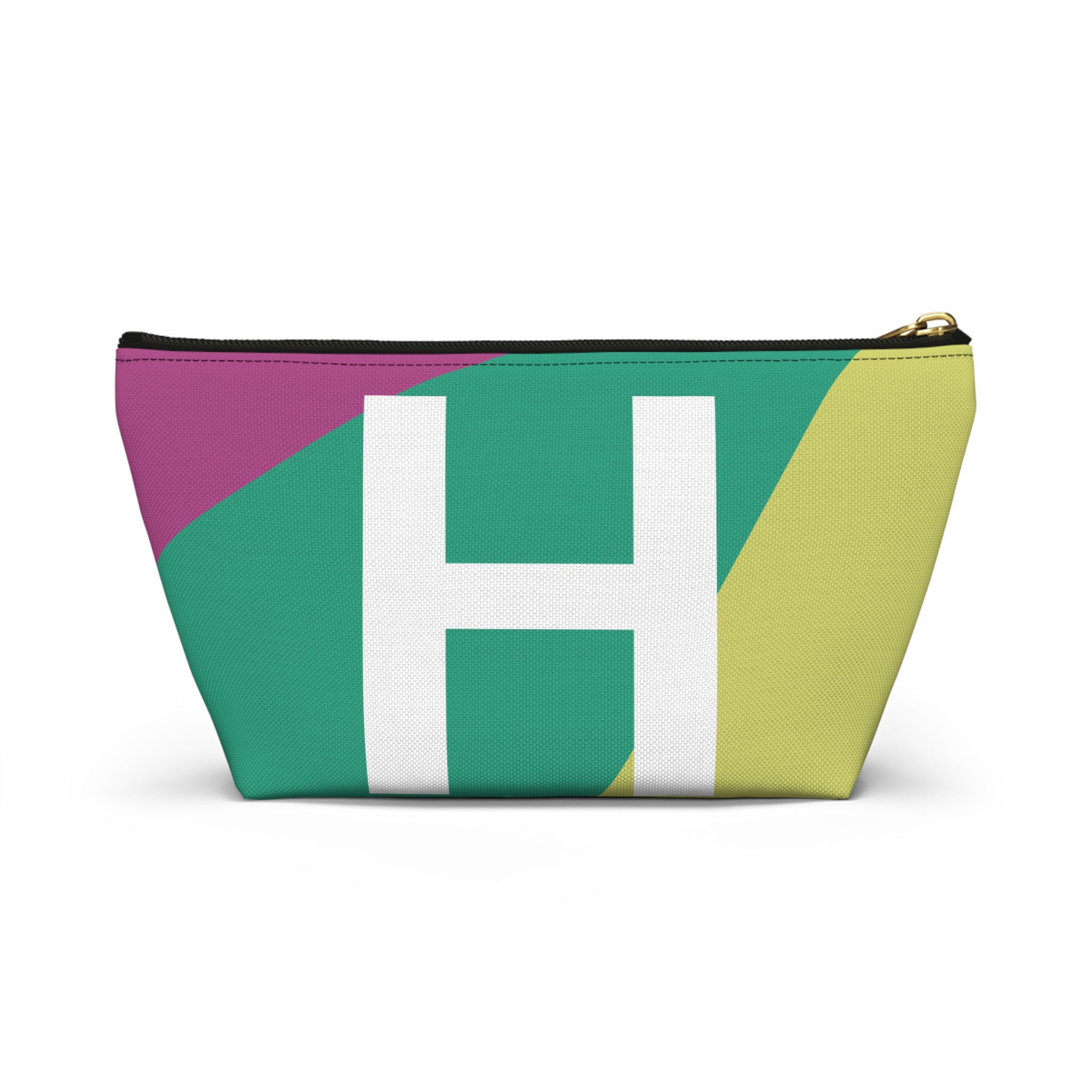Initials Colorblock Accessory Pouch — Monogram H T-Bottom Cosmetic Bag