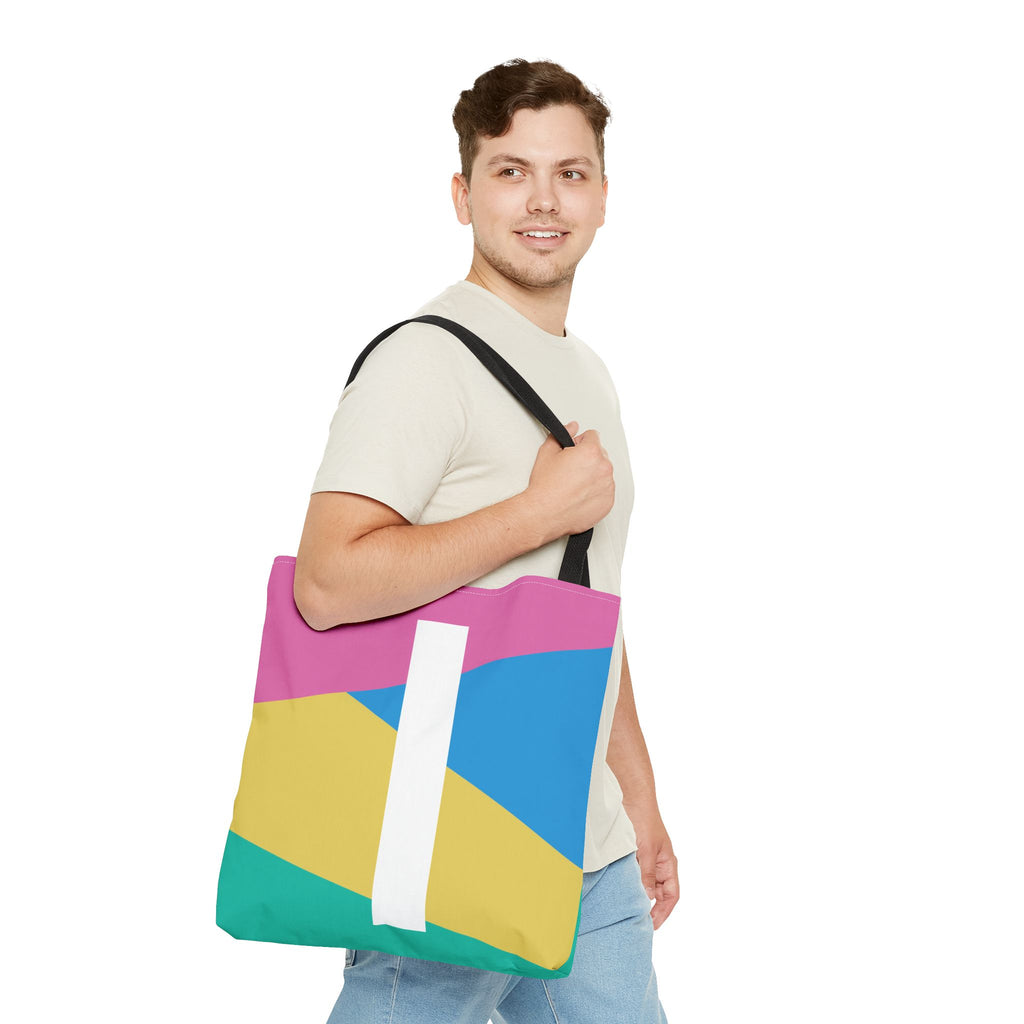 Monogram 'I' Colorblock Tote Bag — Personalized Initial I Shoulder Tote