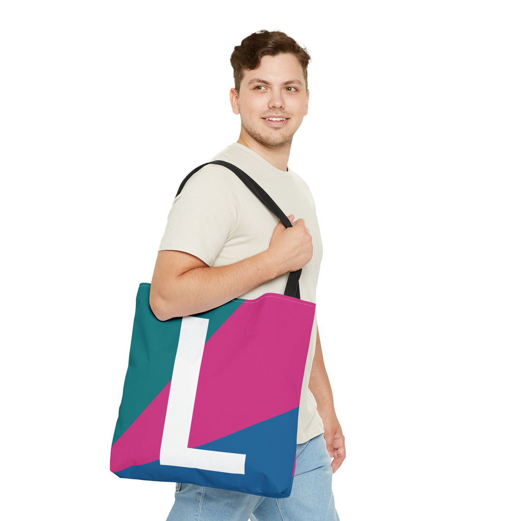 Monogram 'L' Colorblock Tote Bag — Personalized Initial L Shoulder Tote