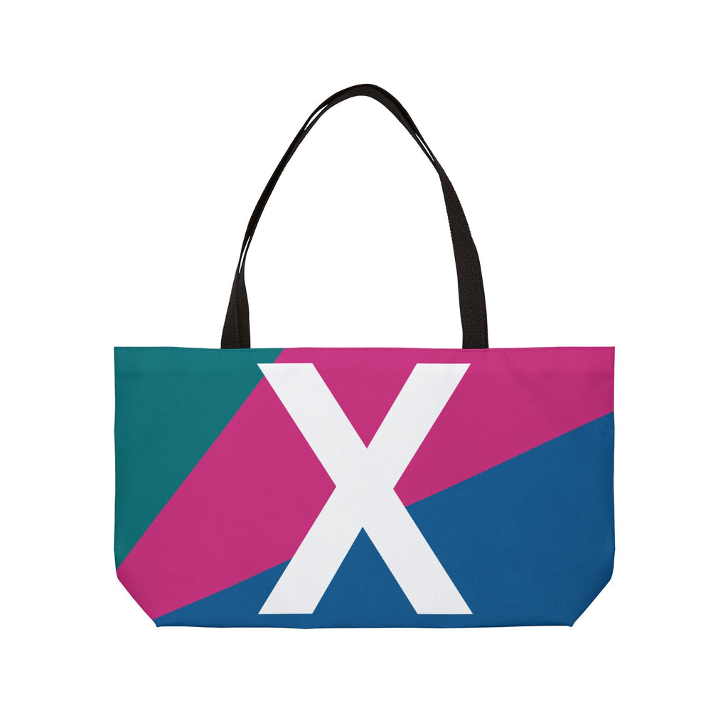 Personalized 'X' Colorblock Tote Bag — Monogram Weekender Tote