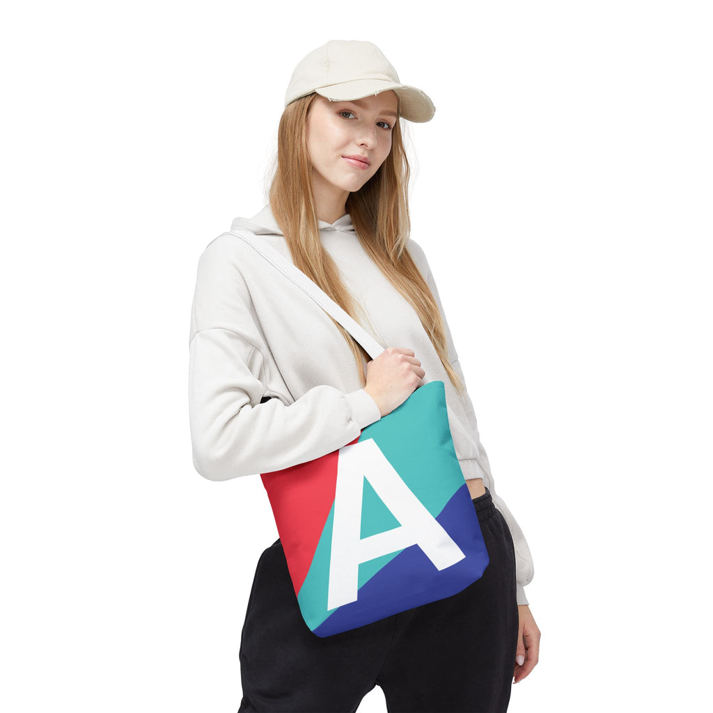 Monogram 'A' Colorblock Tote Bag — Personalized Initial A Shoulder Tote