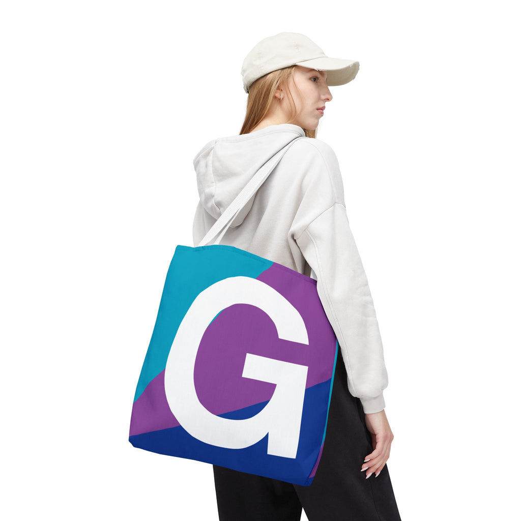 Monogram 'G' Colorblock Tote Bag — Personalized Initial G Shoulder Tote