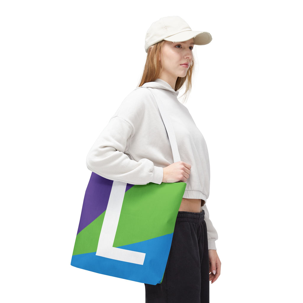 Monogram 'L' Colorblock Tote Bag — Personalized Initial L Shoulder Tote