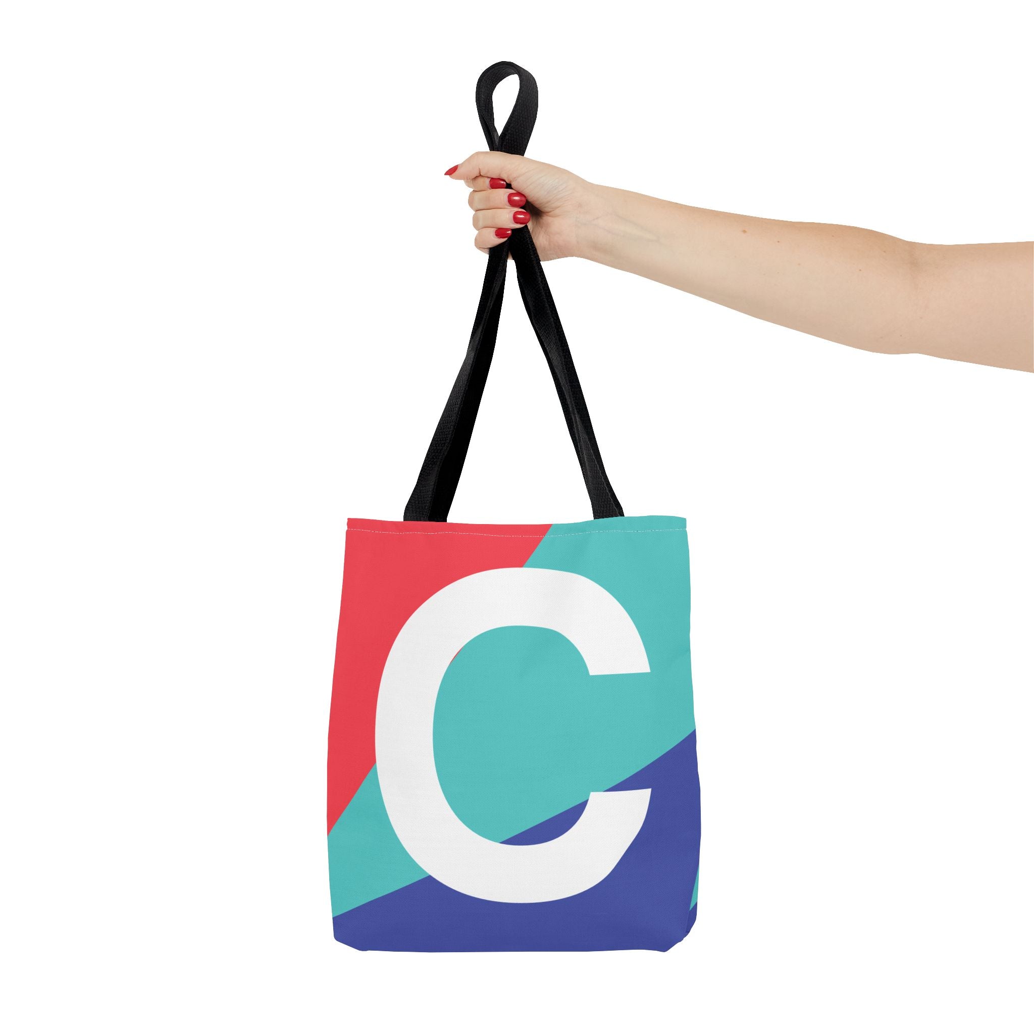 Monogram 'C' Colorblock Tote Bag — Personalized Initial C Shoulder Tote