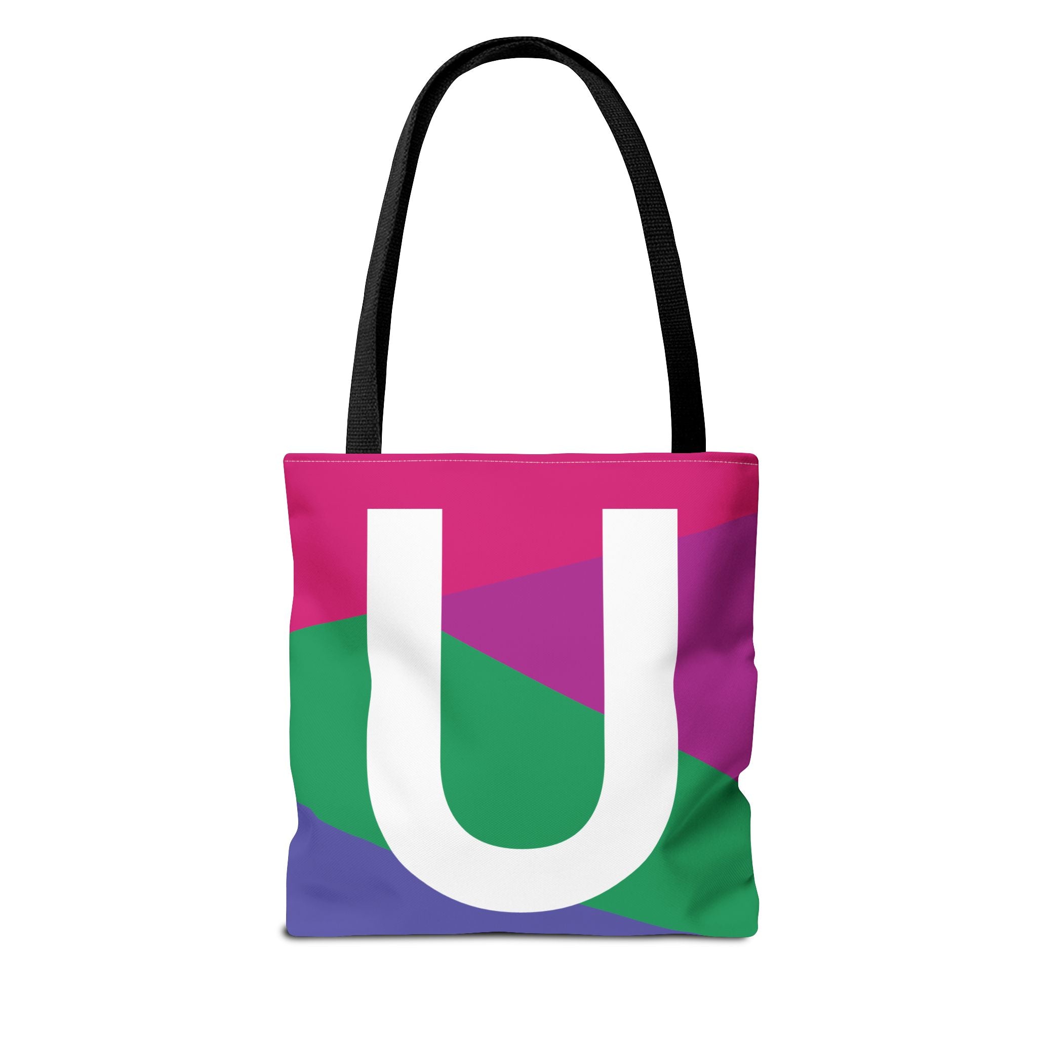 Monogram 'U' Colorblock Tote Bag — Personalized Initial U Shoulder Tote