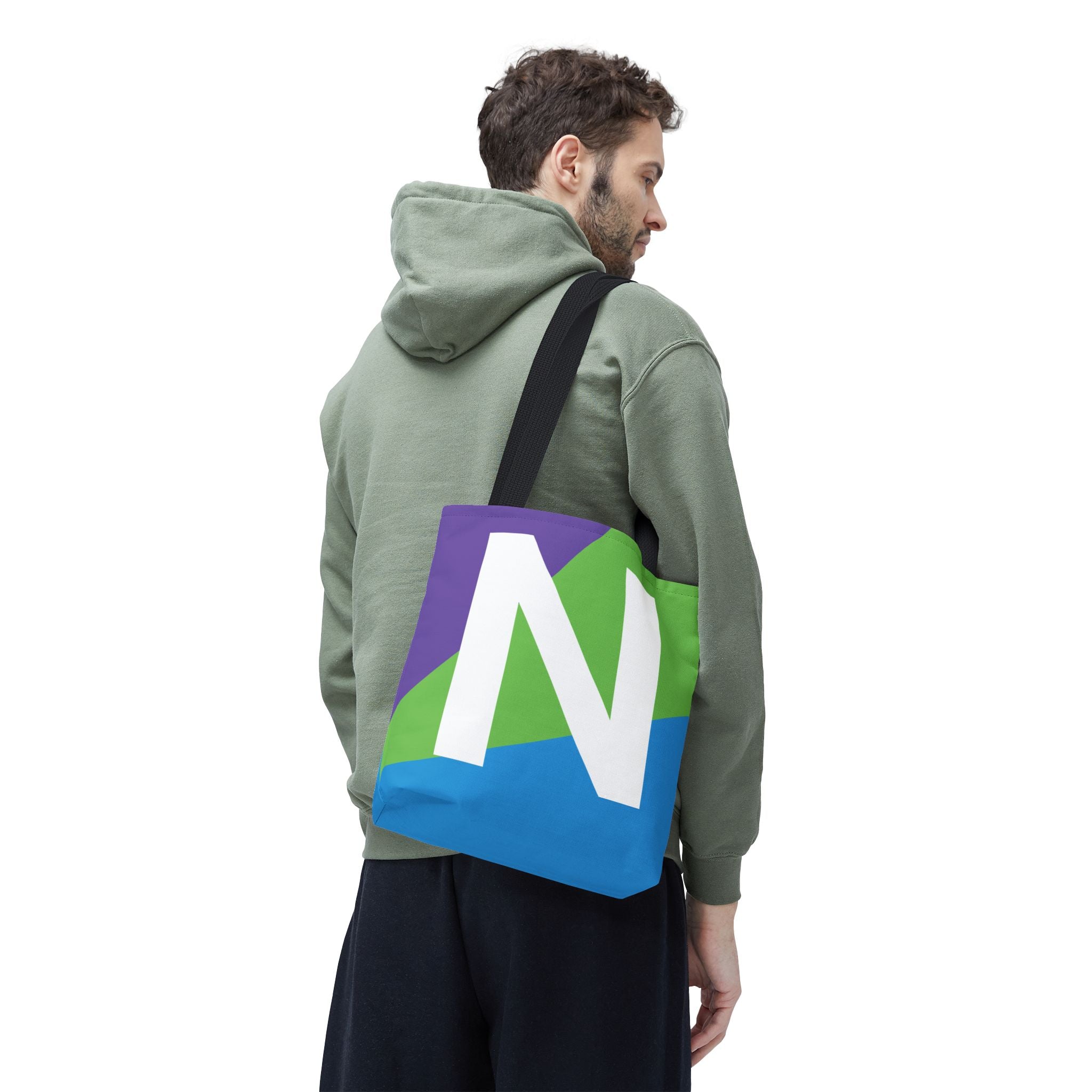 Monogram 'N' Colorblock Tote Bag — Personalized Initial N Shoulder Tote