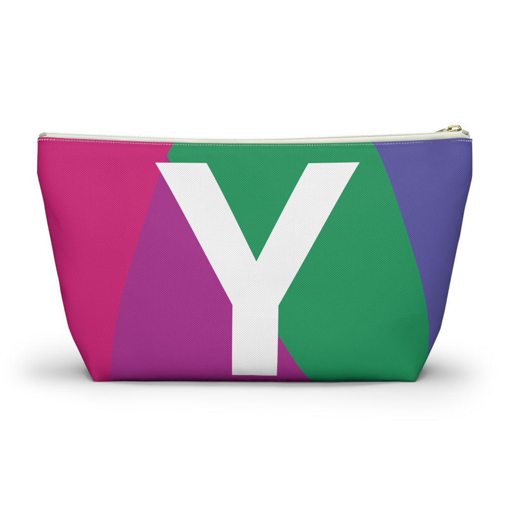 Initials Colorblock Accessory Pouch — Monogram Y T-Bottom Cosmetic Bag