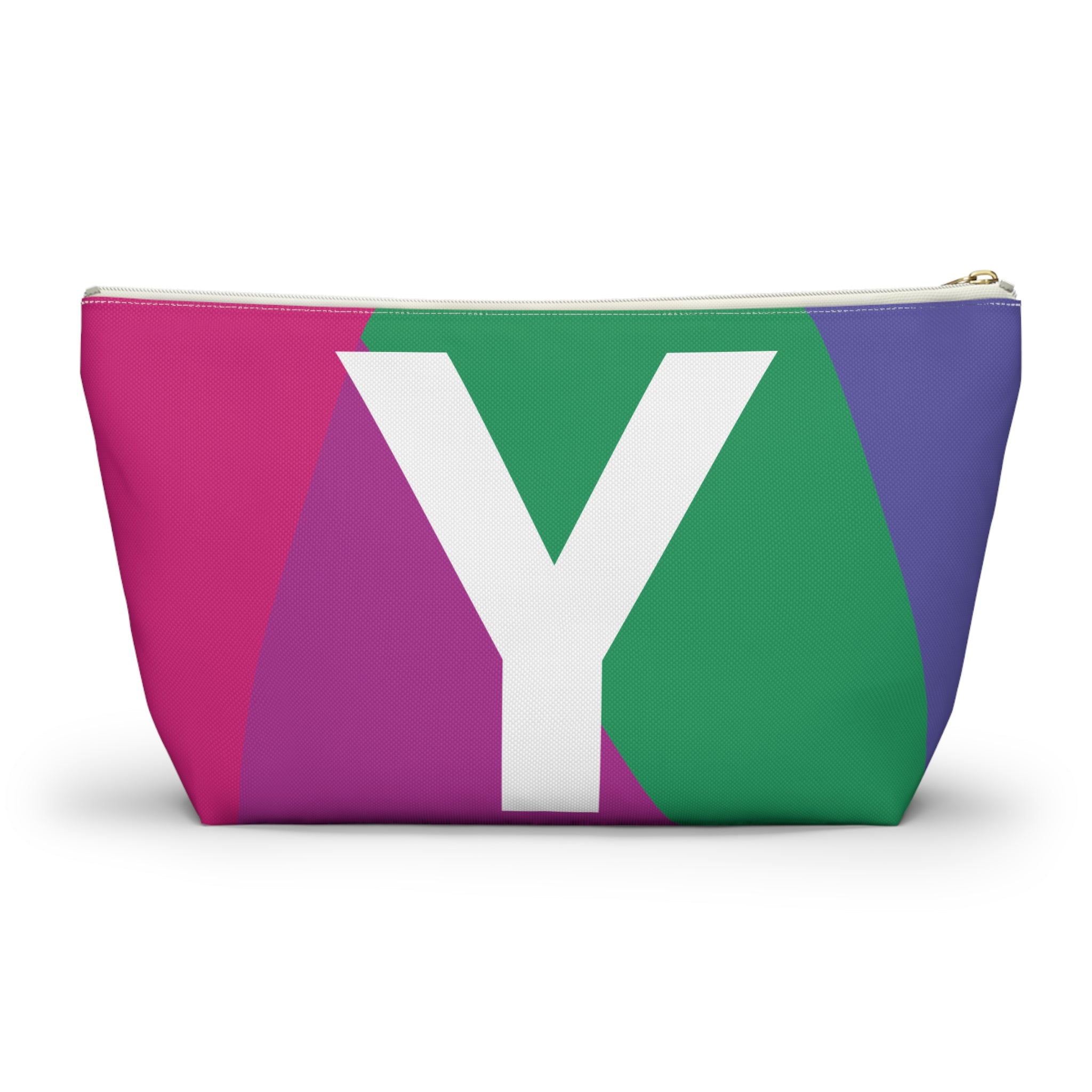 Initials Colorblock Accessory Pouch — Monogram Y T-Bottom Cosmetic Bag
