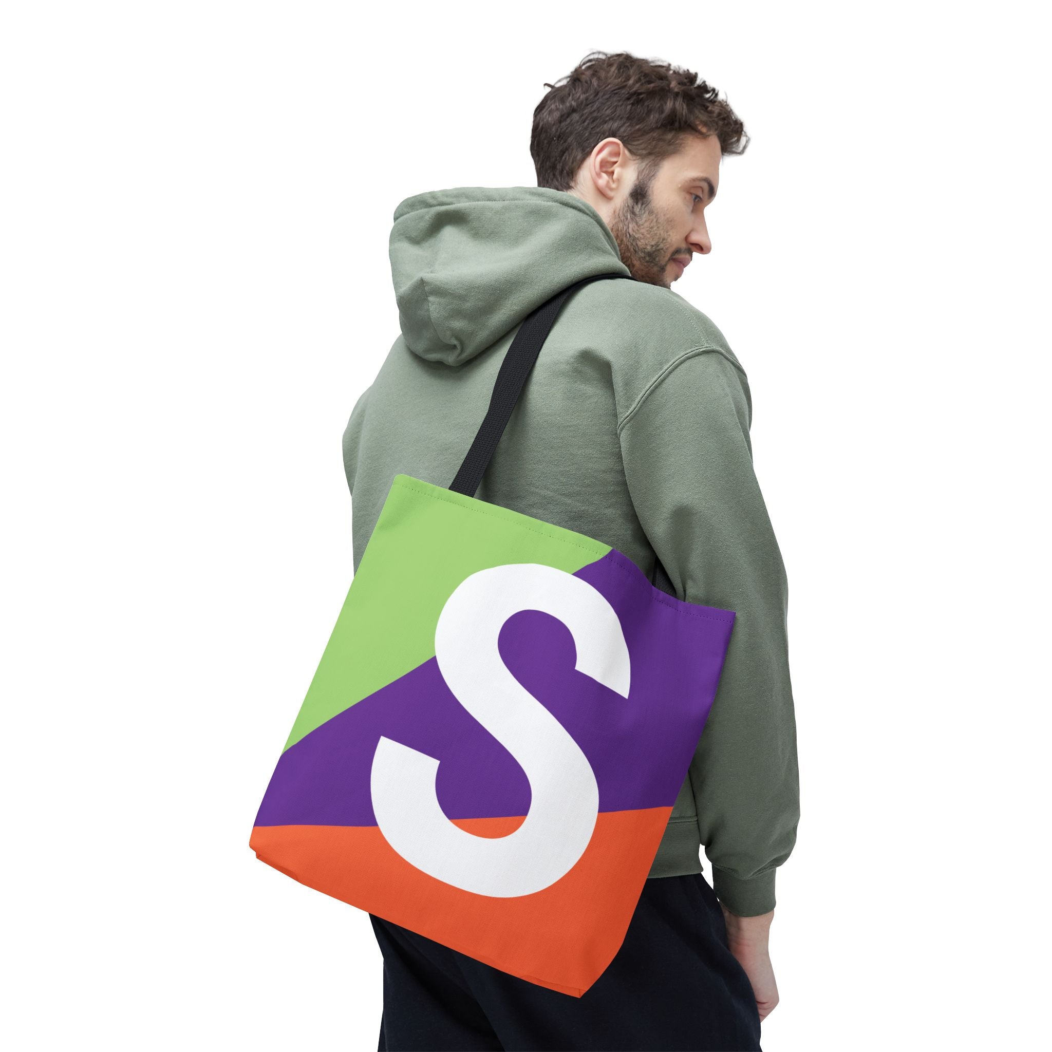 Monogram 'S' Colorblock Tote Bag — Personalized Initial S Shoulder Tote