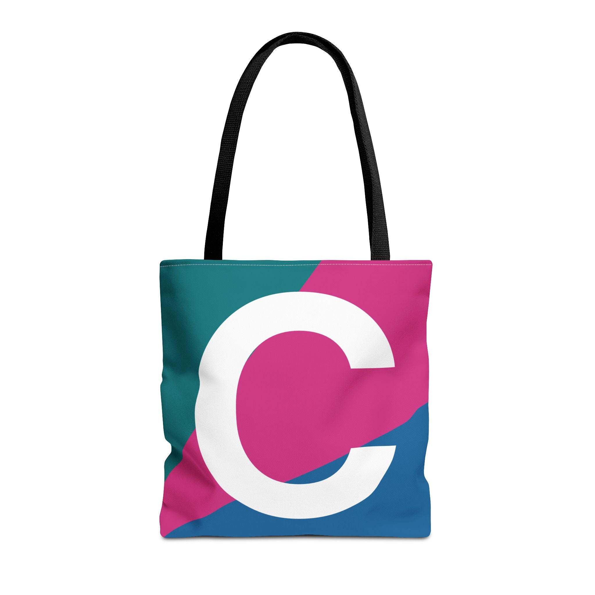 Monogram 'C' Colorblock Tote Bag — Personalized Initial C Shoulder Tote