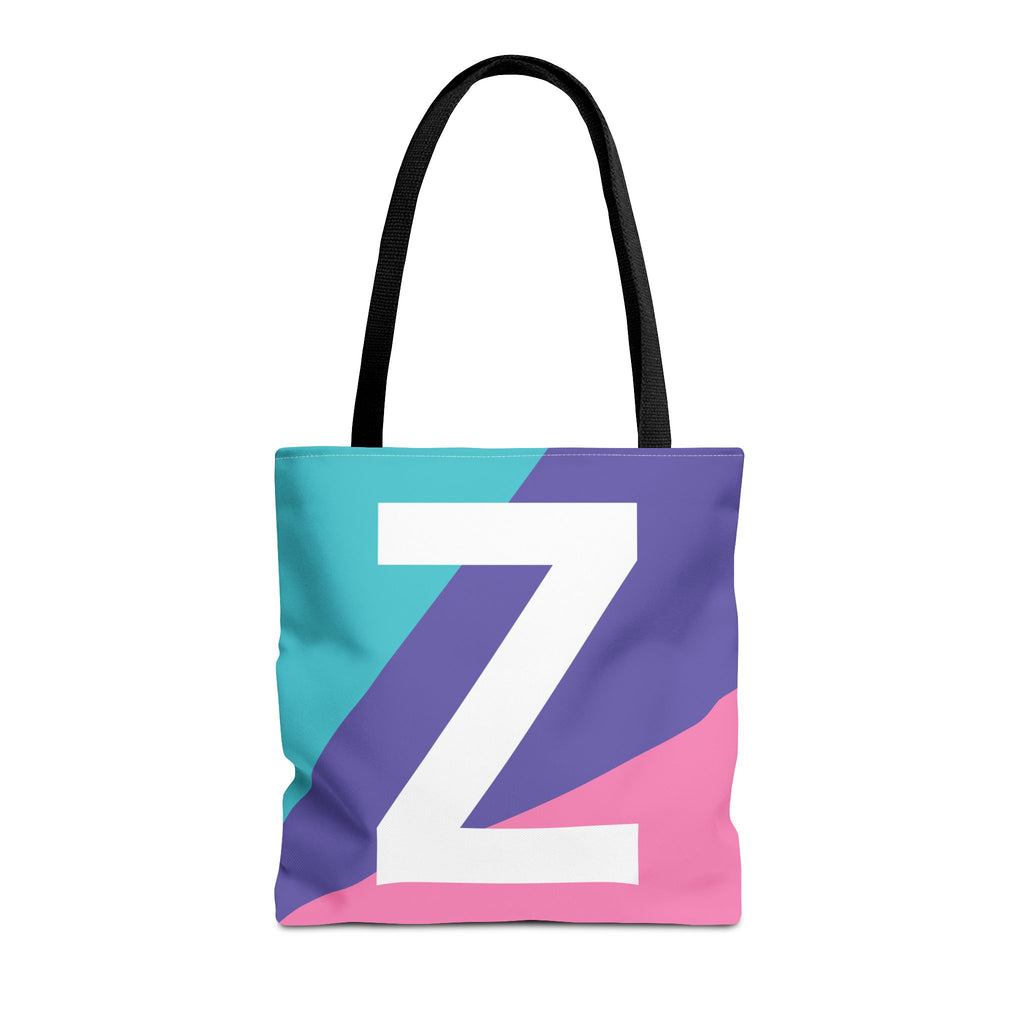 Monogram 'Z' Colorblock Tote Bag — Personalized Initial Z Shoulder Tote