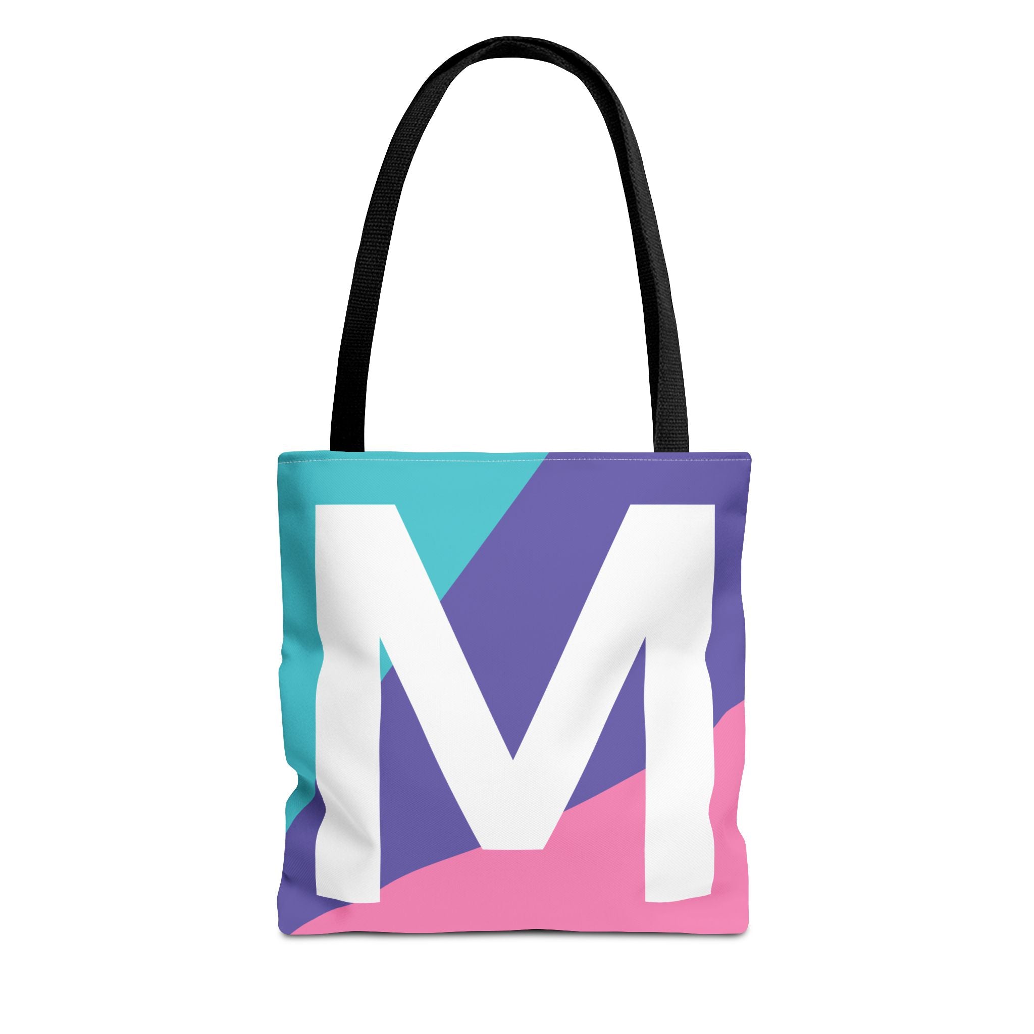 Monogram 'M' Colorblock Tote Bag — Personalized Initial M Shoulder Tote