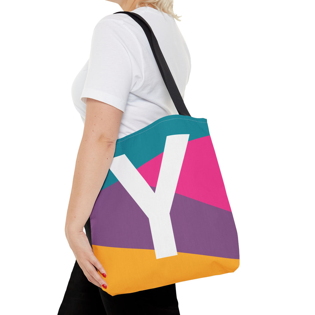Monogram 'Y' Colorblock Tote Bag — Personalized Initial Y Shoulder Tote
